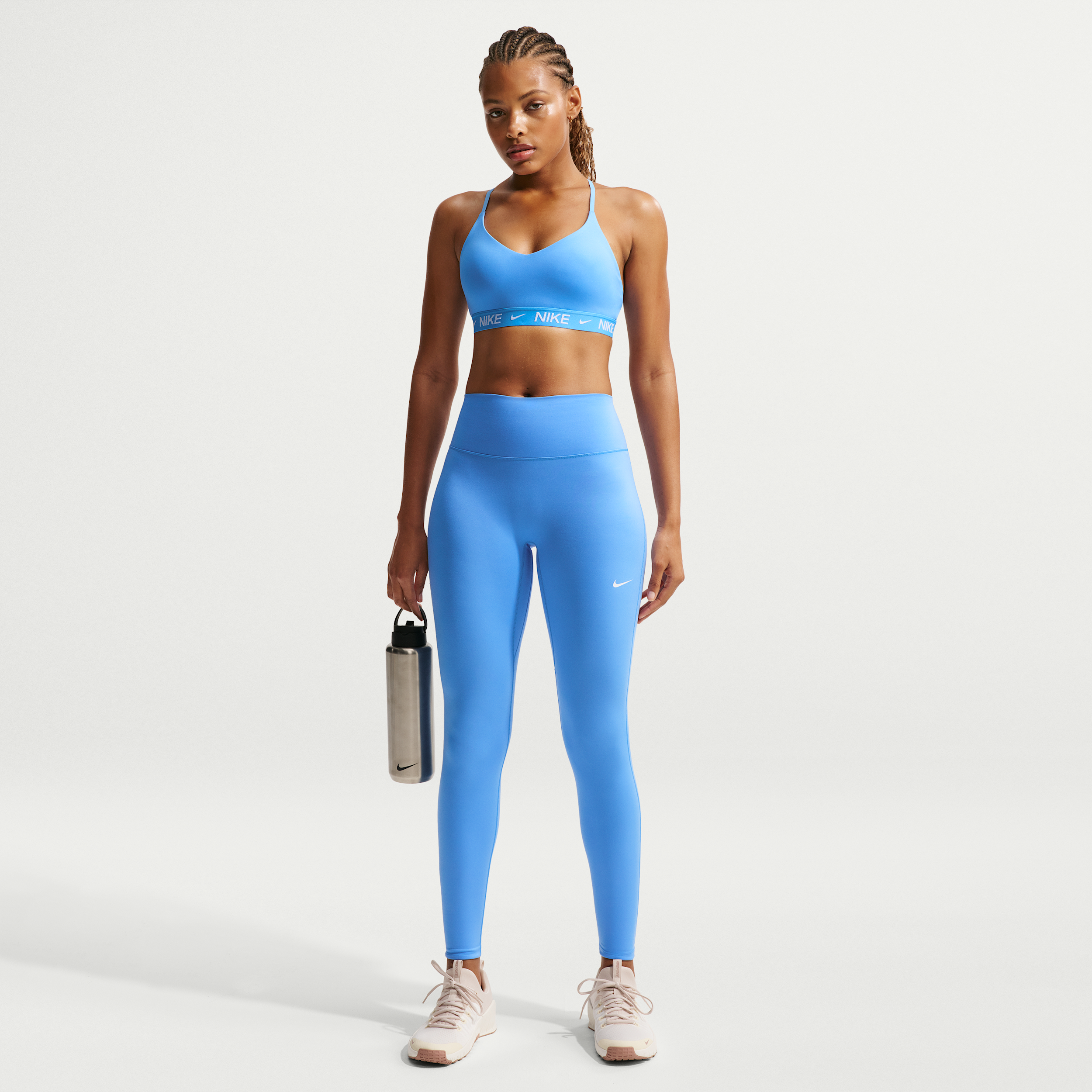 Nike Women's One Seamless Front High-Waisted Full-Length Leggings in Blue | HJ9195-414