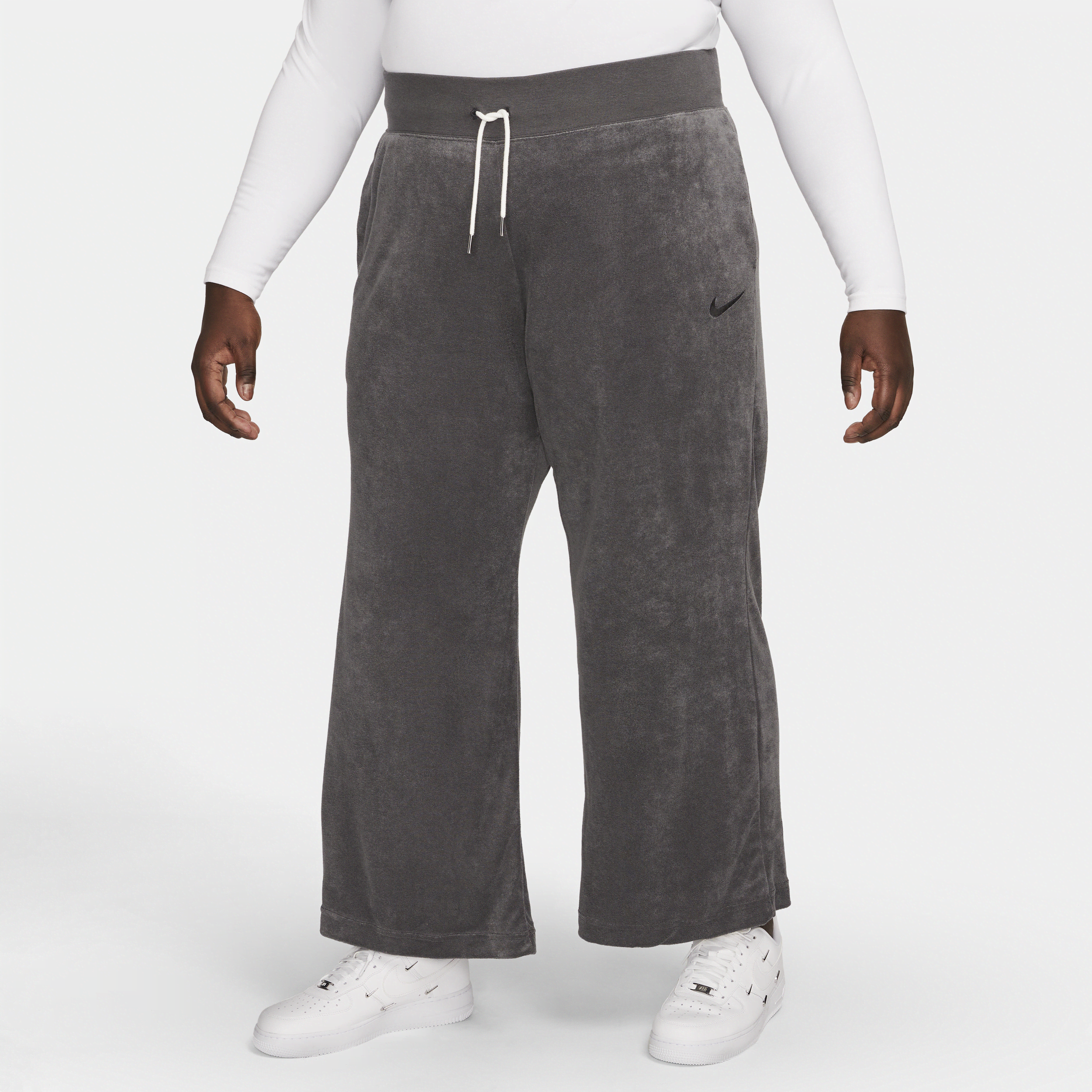 Nike Women's  Sportswear High-waisted Wide-leg Terry Pants (plus Size) In Grey