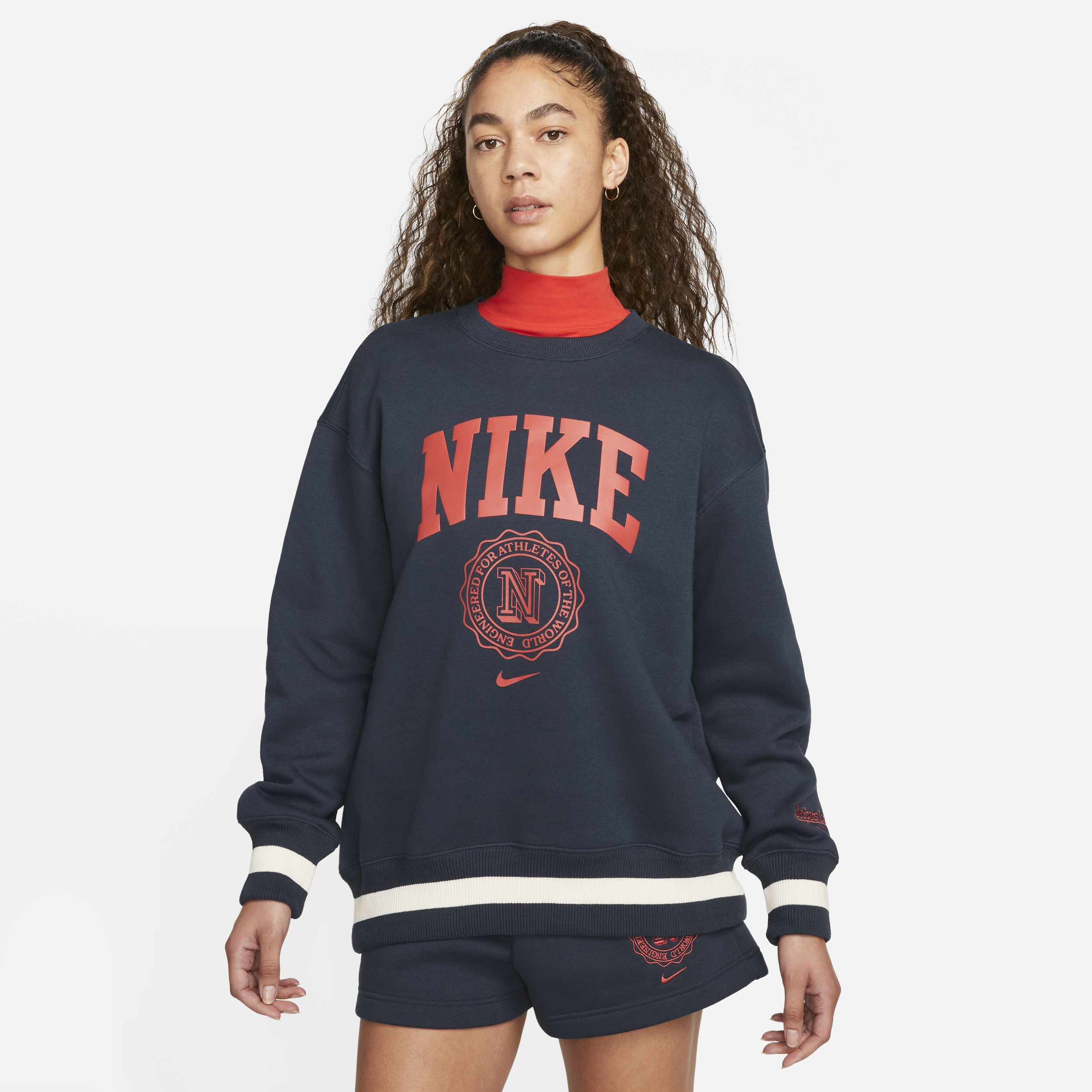Nike Women's  Sportswear Phoenix Fleece Heritage Oversized Crew-neck Sweatshirt In Blue
