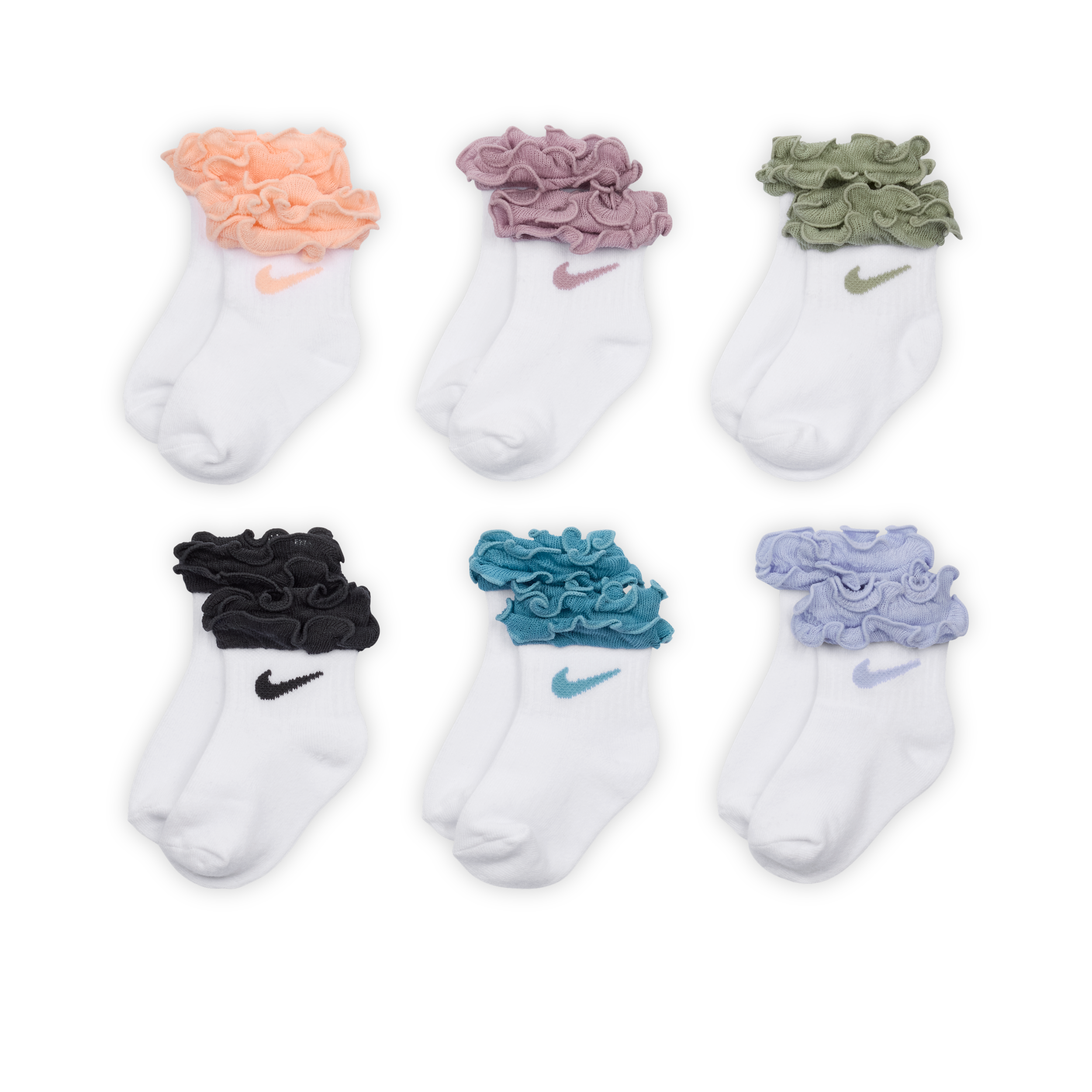 Nike Baby ()/toddler Ruffled Socks (6 Pairs) In Orange