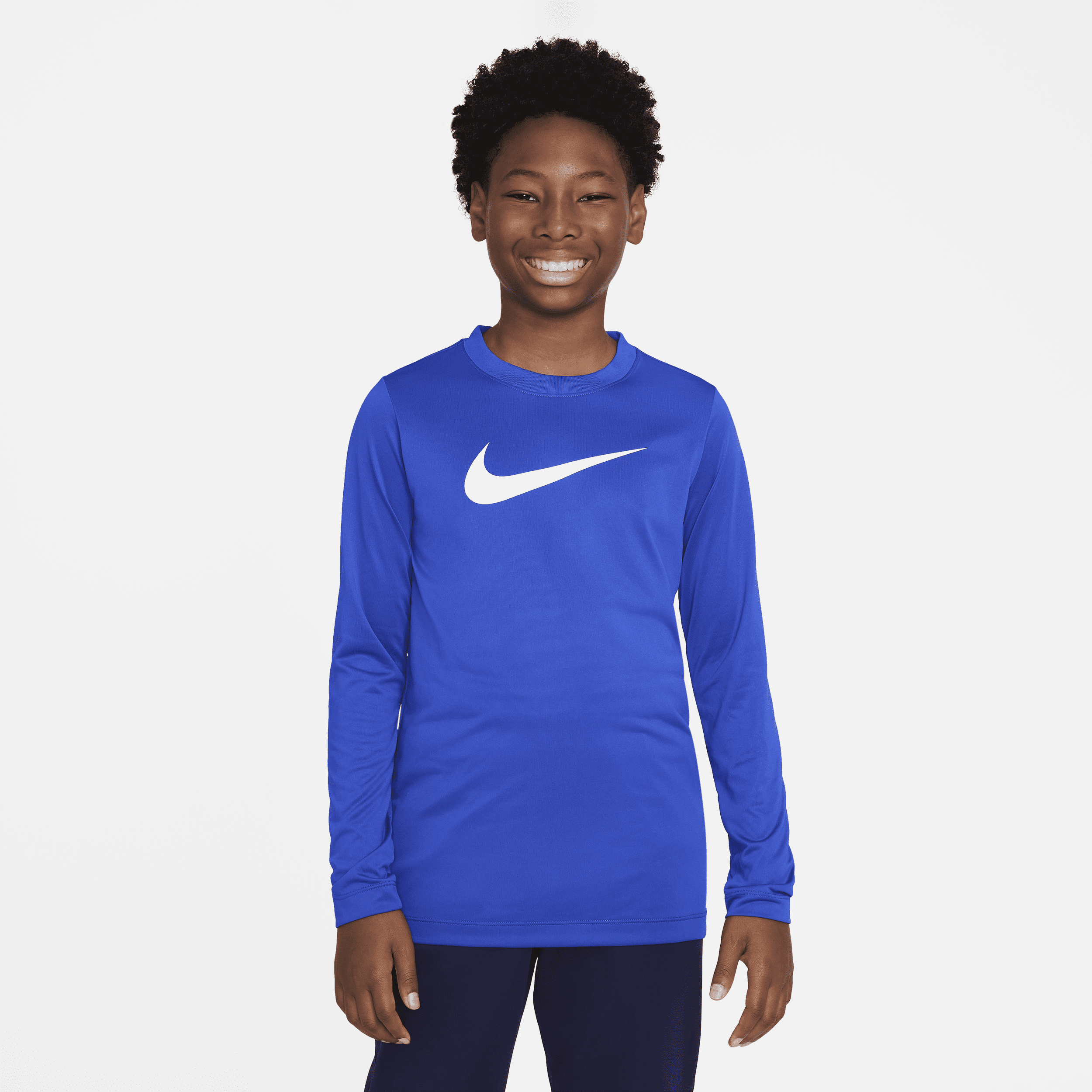 Nike Dri-fit Legend Big Kids' (boys') Long-sleeve T-shirt In Blue