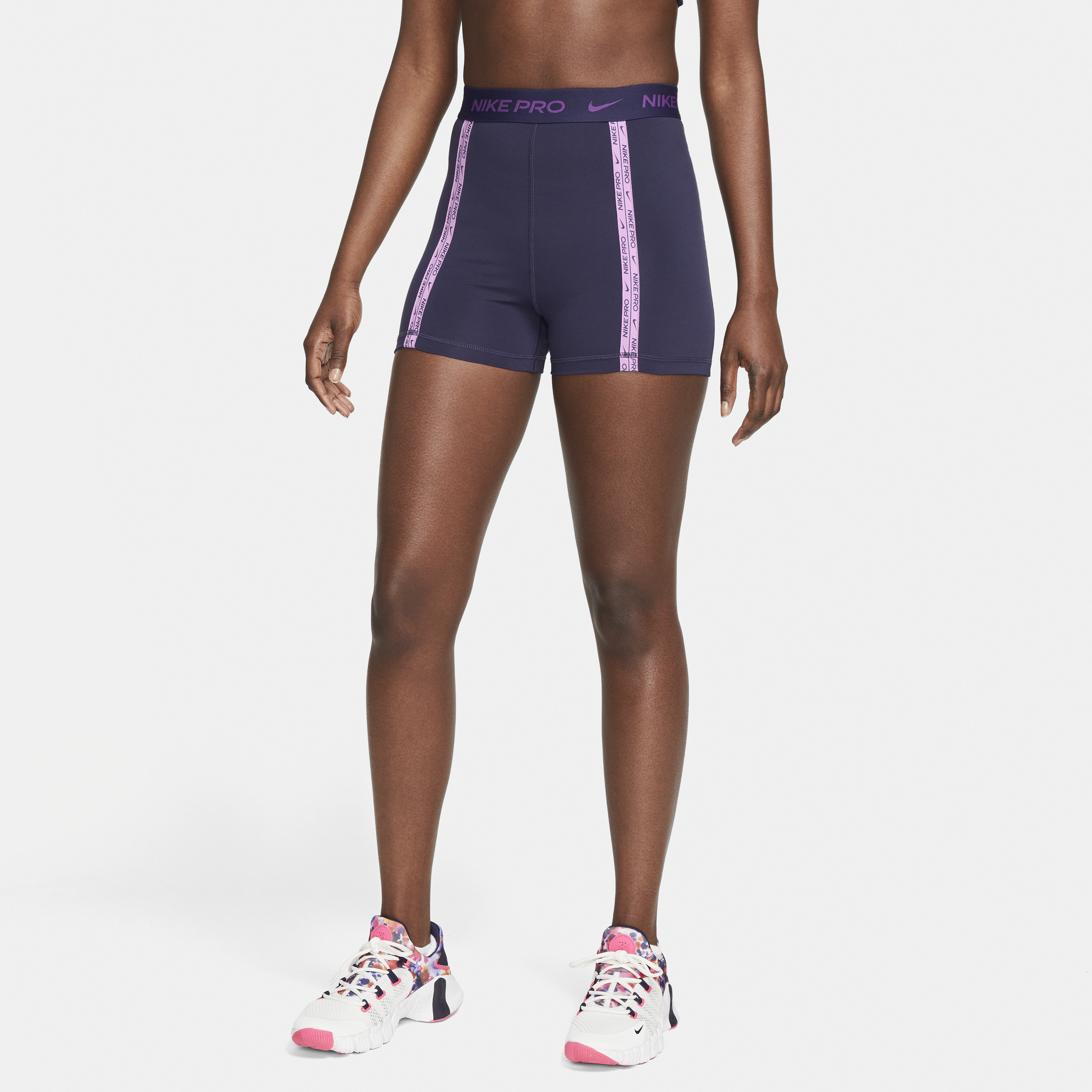 Shop Nike Women's  Pro Dri-fit High-waisted 3" Shorts In Purple