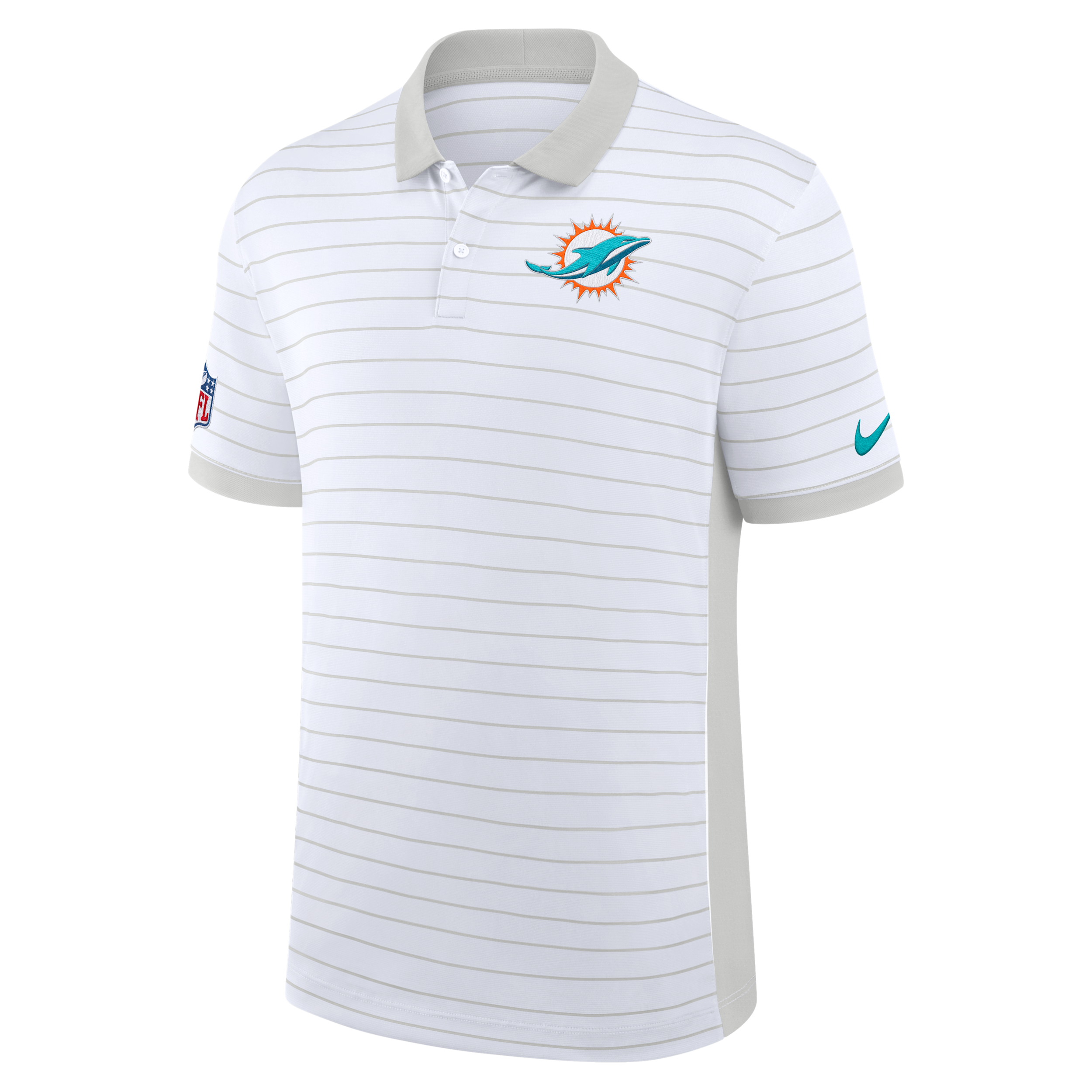 Miami Dolphins Sideline Victory Stripe Nike Men's Dri-FIT NFL Polo in White | 03BG0CEB9P-RPE
