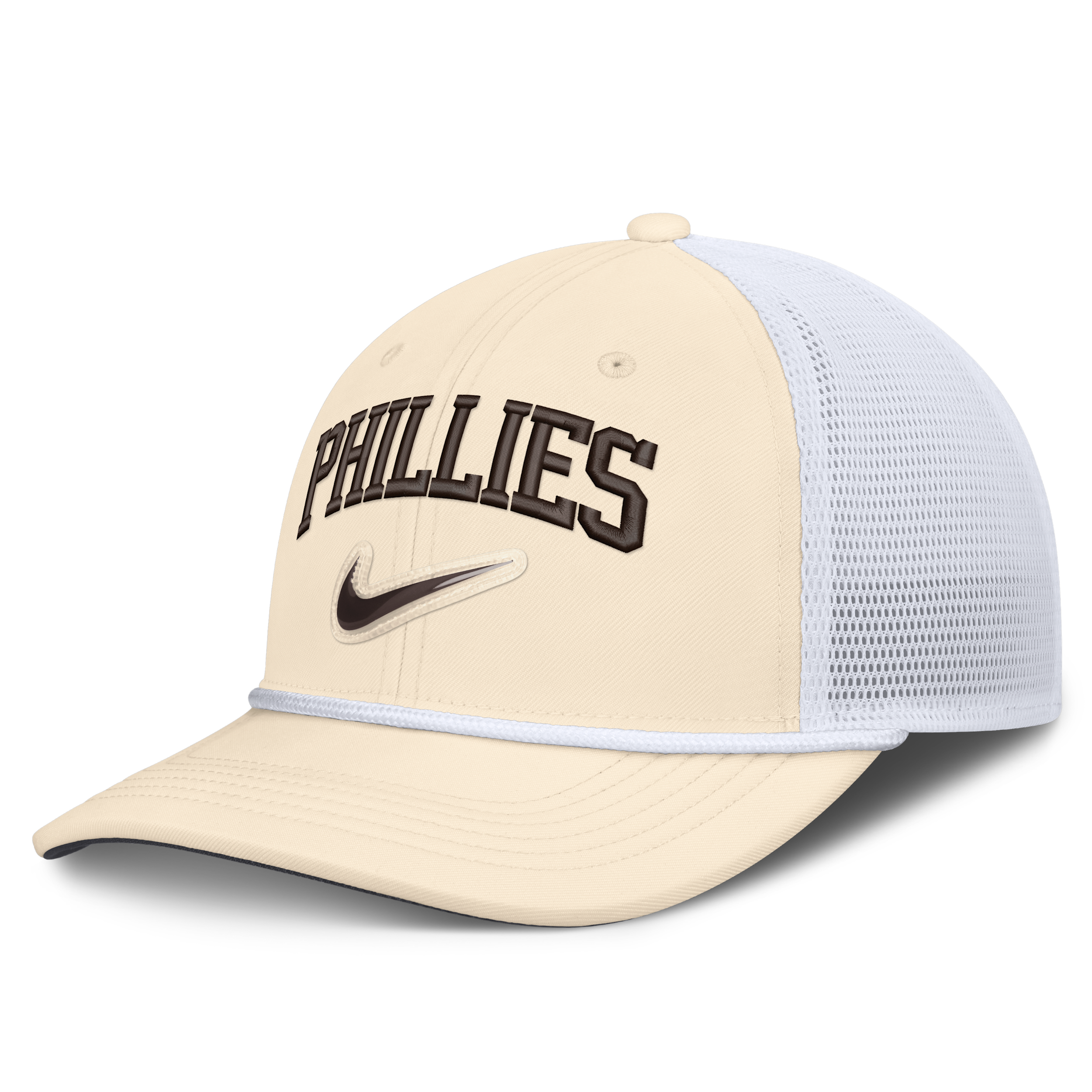Nike Men's Natural/White Philadelphia Phillies Rise Dri-fit Trucker Adjustable Hat - Natural, White