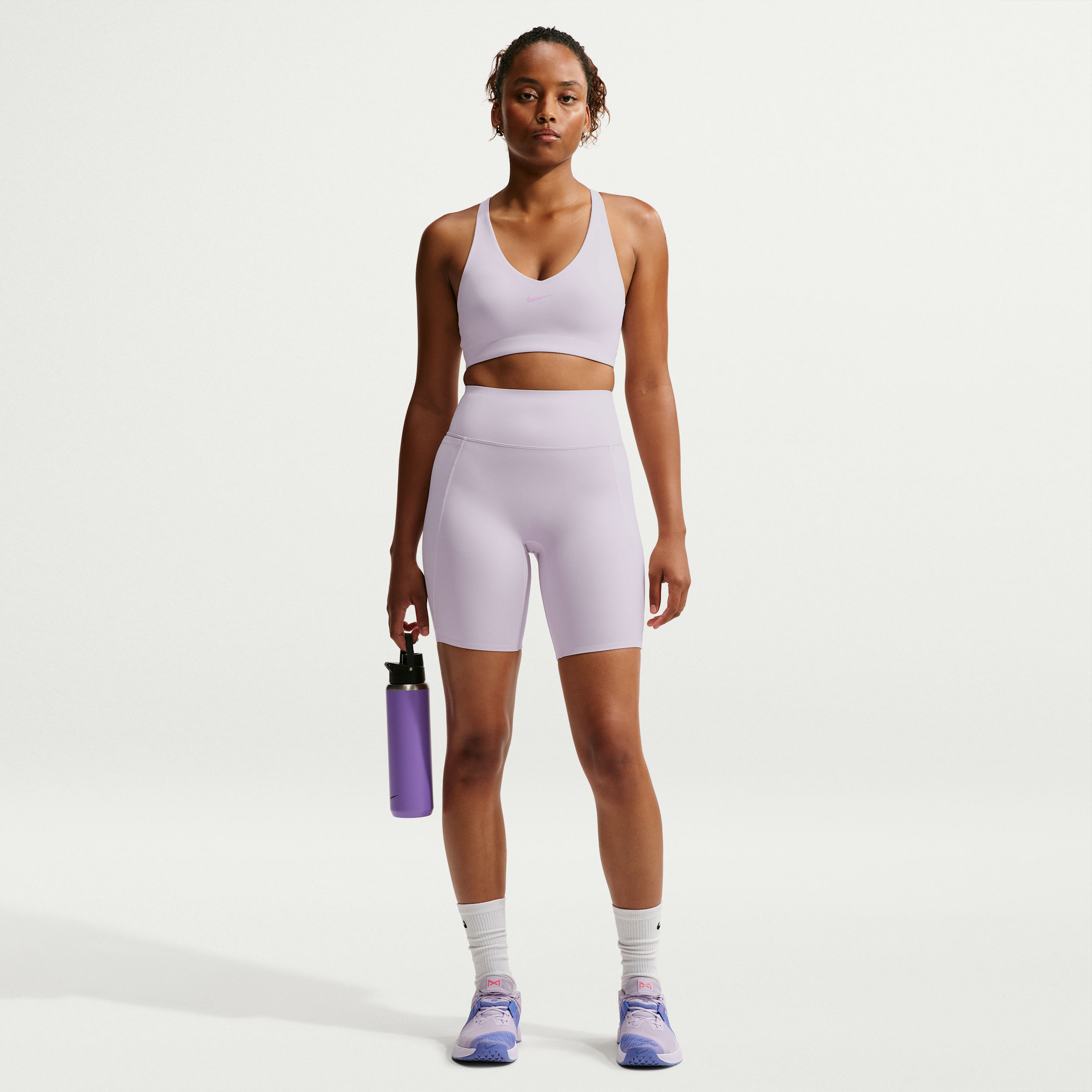 Nike Women's Universa High-waisted 8" Biker Shorts With No Front Seam In Purple