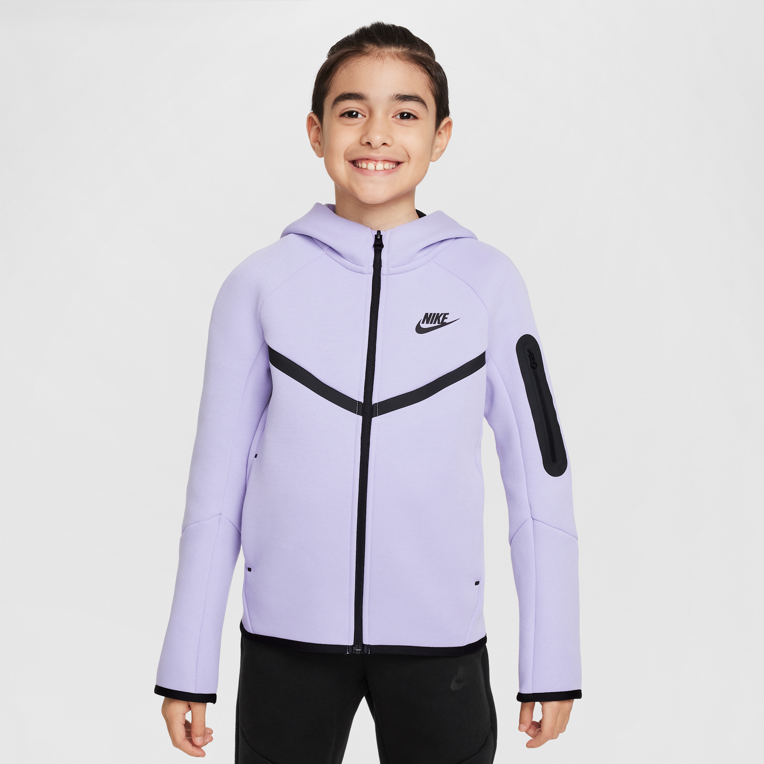 Nike Sportswear Tech Fleece Big Kids' Full-zip Hoodie In Purple