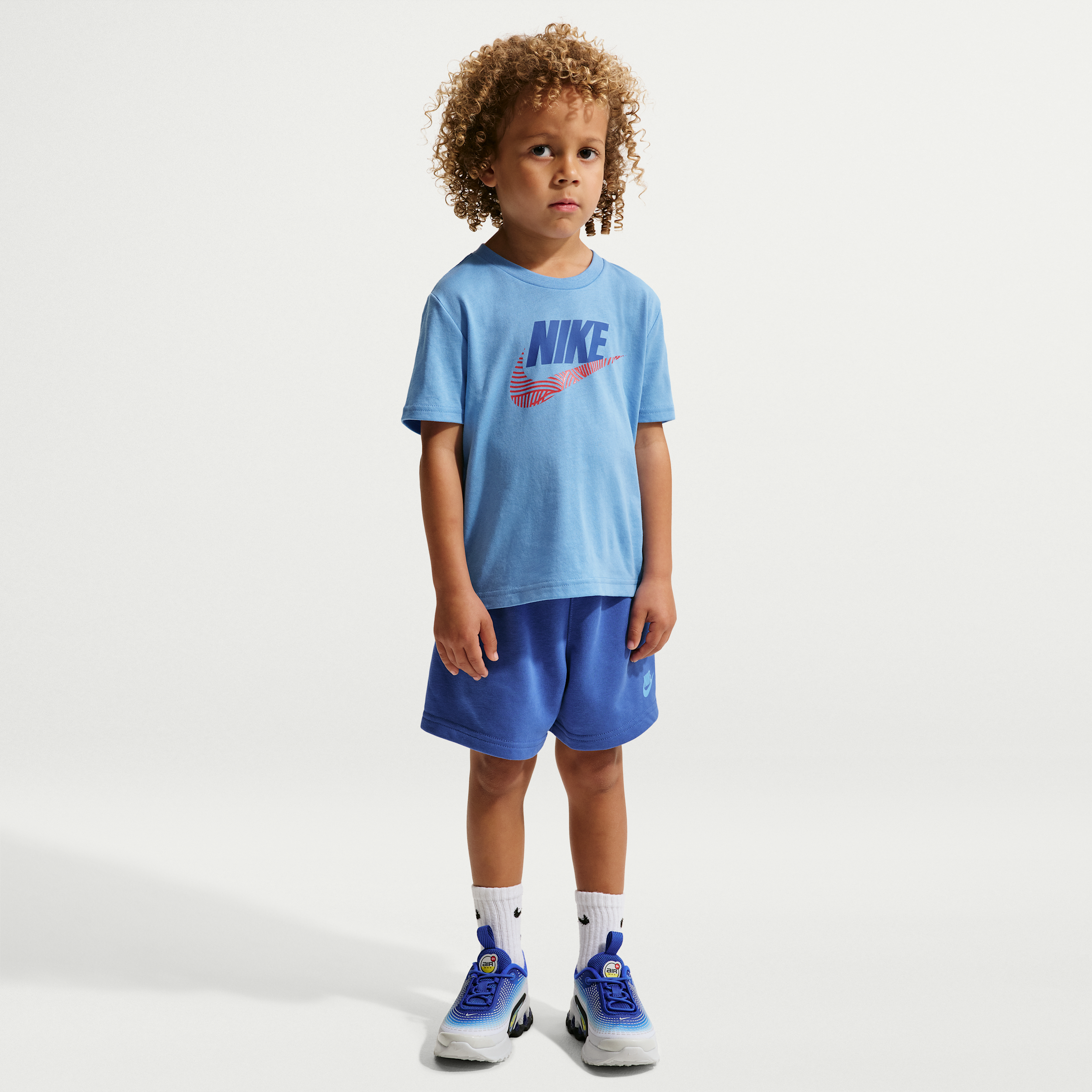 Nike Sportswear In The Zone Toddler 2-Piece Relaxed French Terry Shorts Set in Blue 76N736-U89 39$