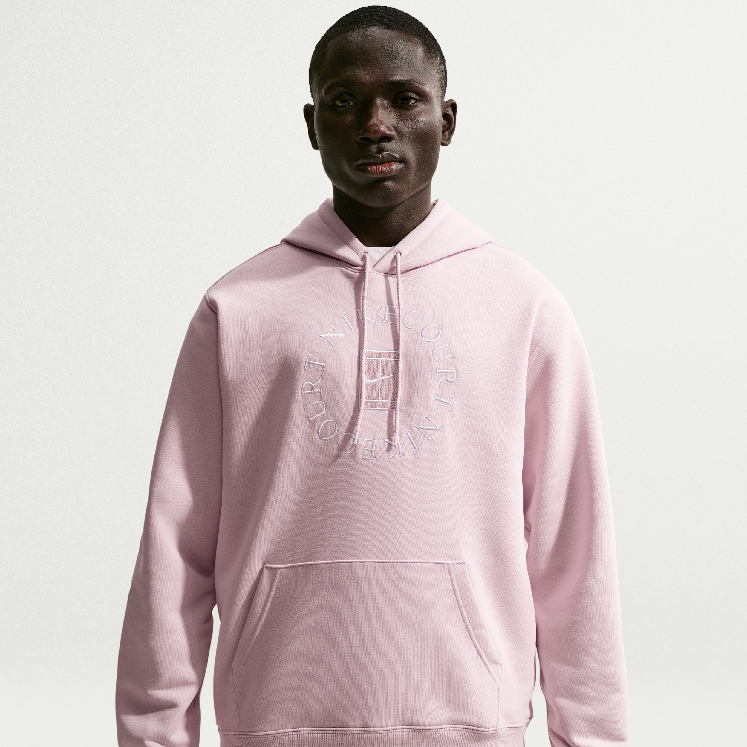 Nike Men's Court Heritage Dri-FIT French Terry Tennis Pullover Hoodie in Pink | HM6759-667