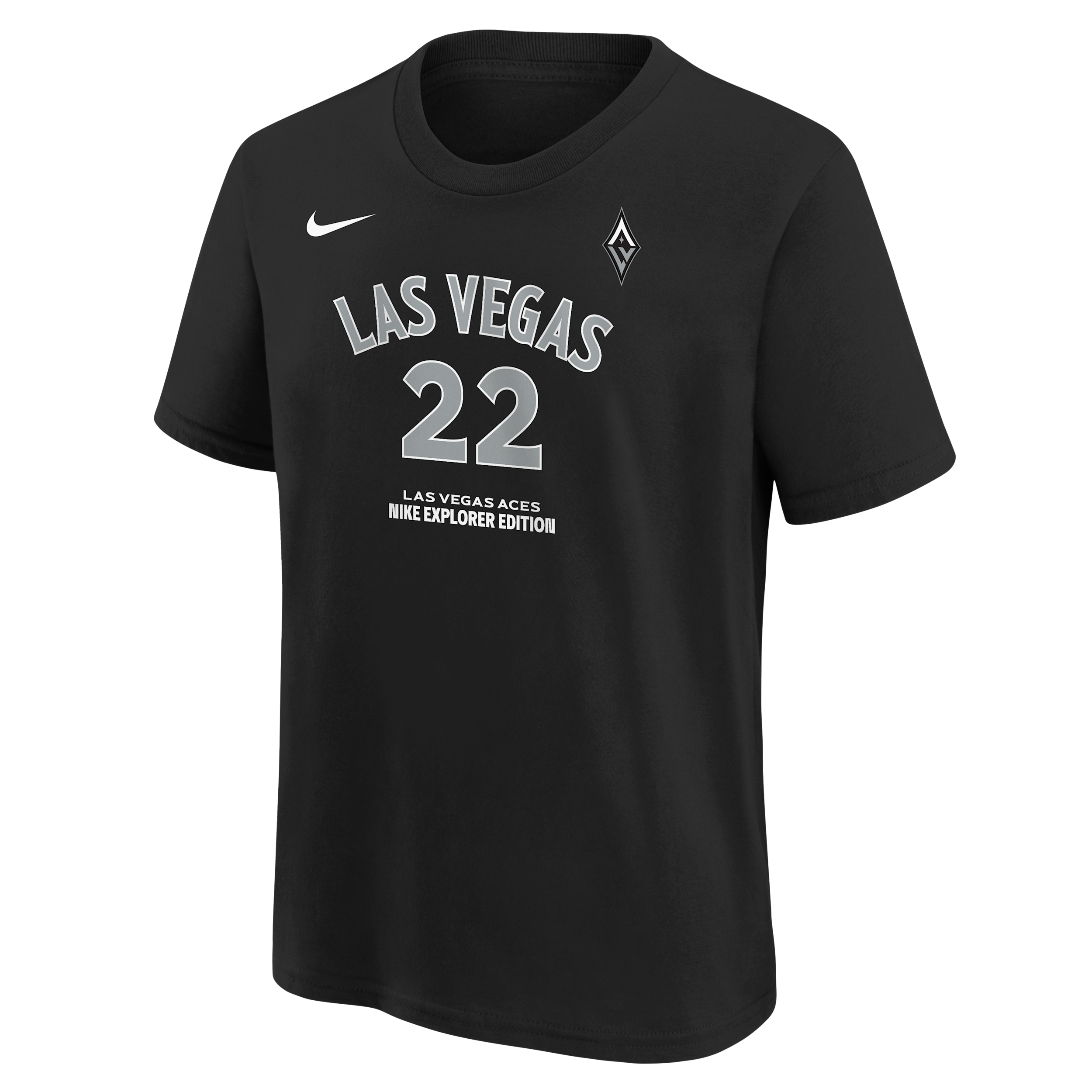 Nike Big Boys and Girls A'ja Wilson Black Las Vegas Aces Explorer Edition Name Number T-Shirt - Black