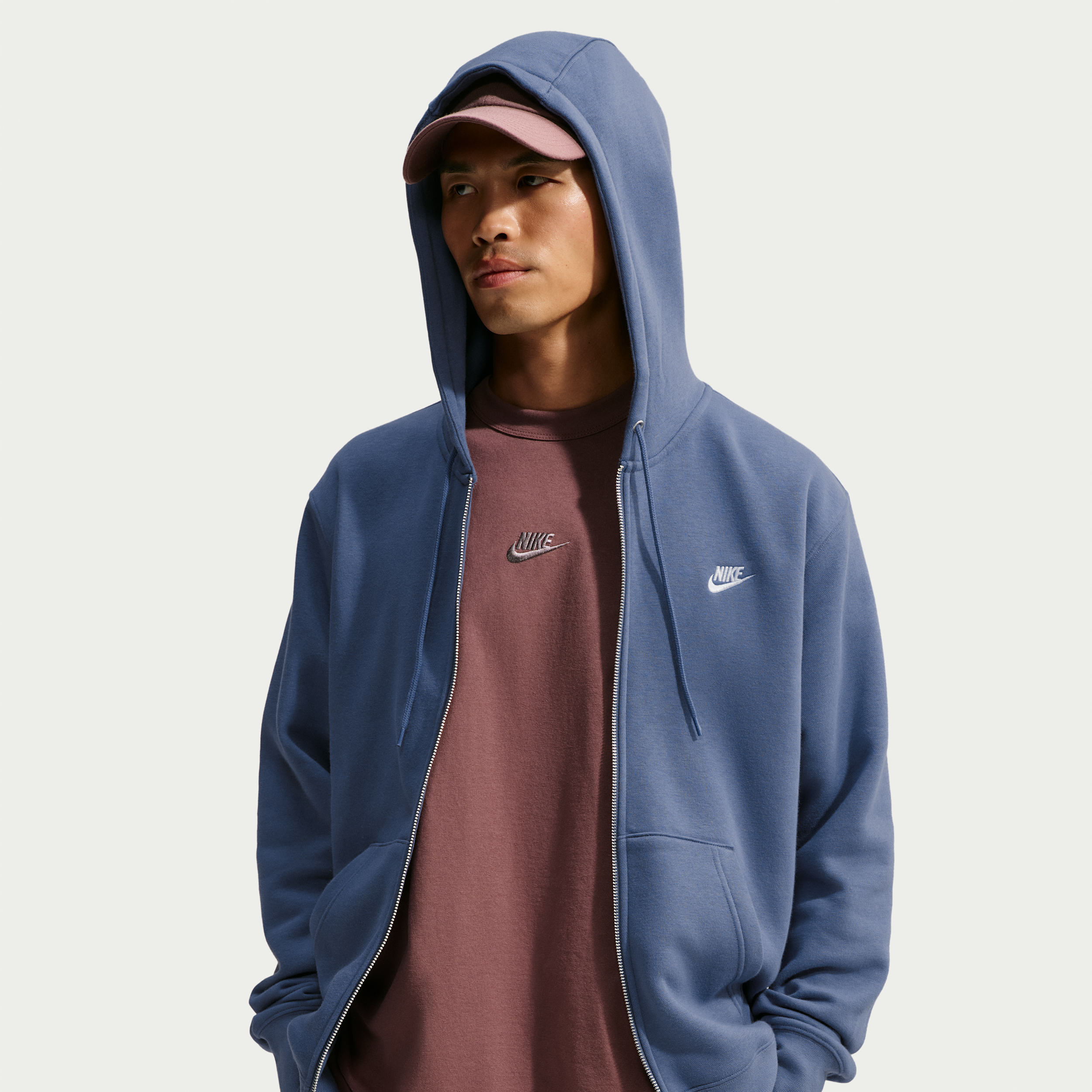 Nike Men's Club Full-Zip Fleece Hoodie in Blue | FN3861-491