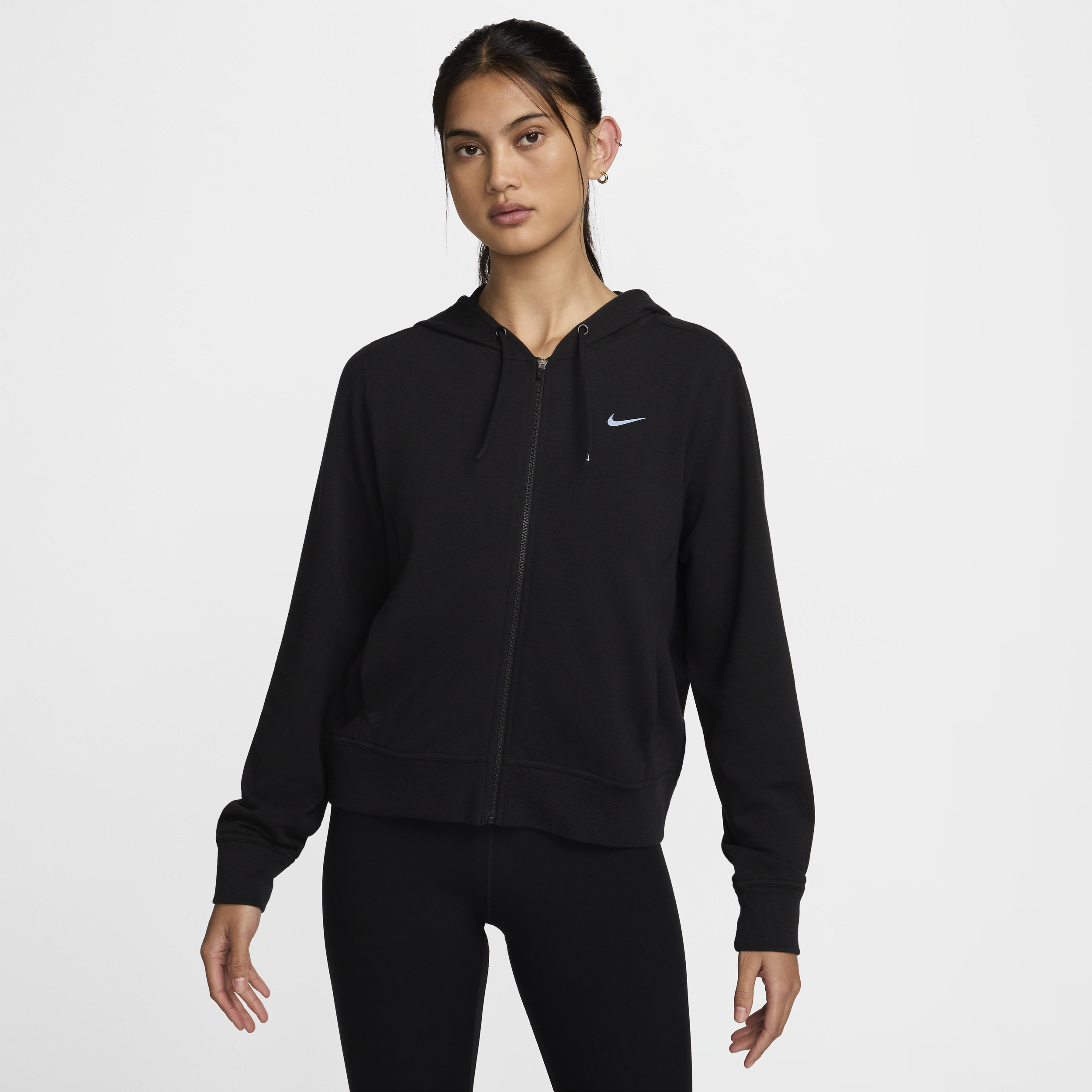 Nike Women's Dri-fit One Full-zip French Terry Hoodie In Black