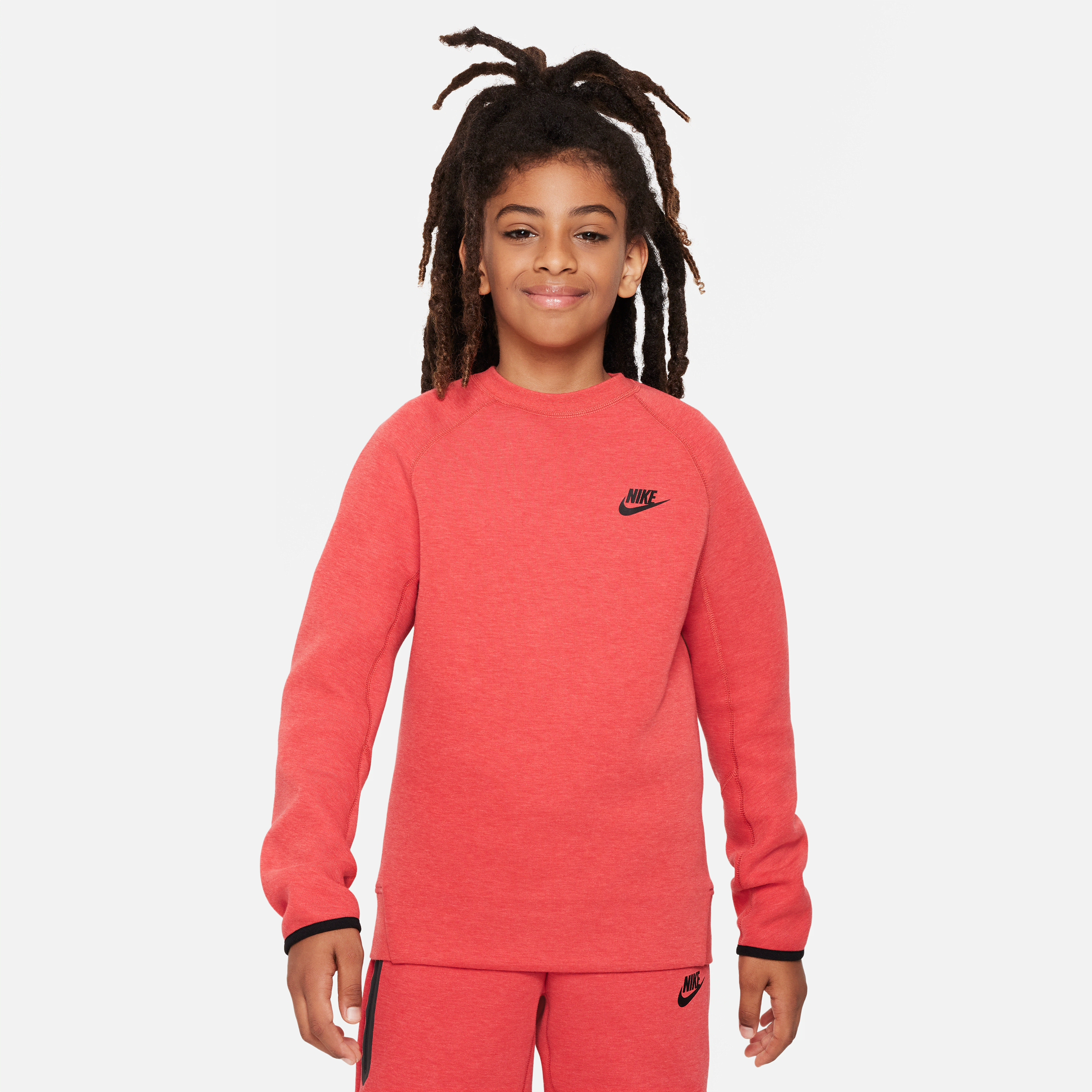 Shop Nike Sportswear Tech Fleece Big Kids' (boys') Sweatshirt In Red