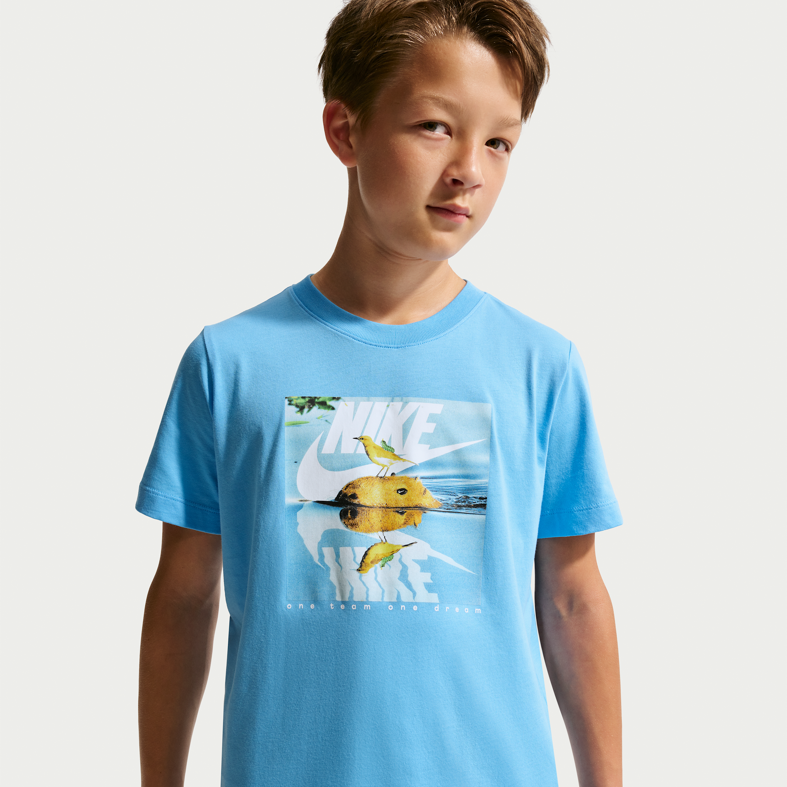 Nike Kids' Sportswear One Team Mammal Graphic Tee, XS, Football Blue