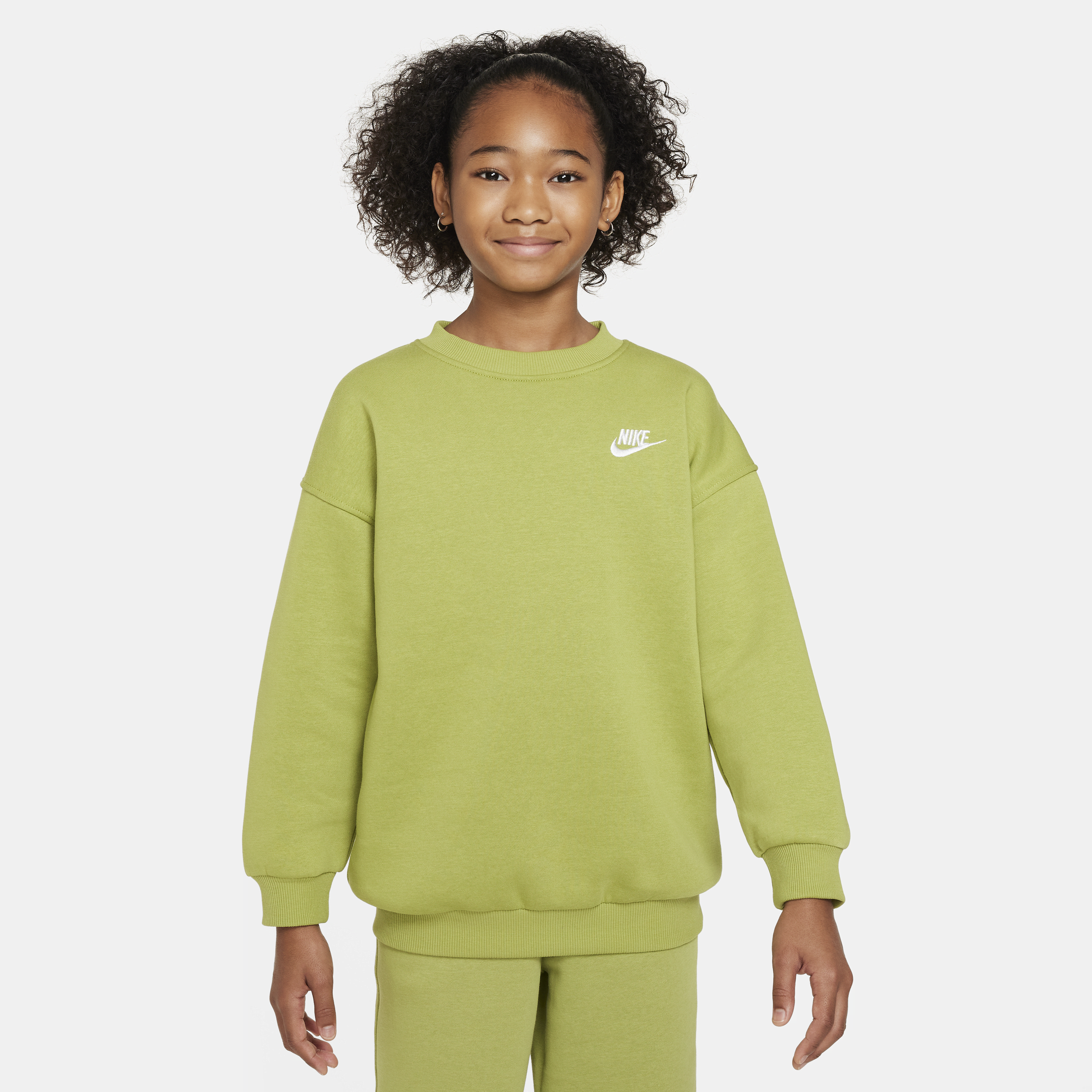 Shop Nike Sportswear Club Fleece Big Kids' (girls') Oversized Sweatshirt In Green