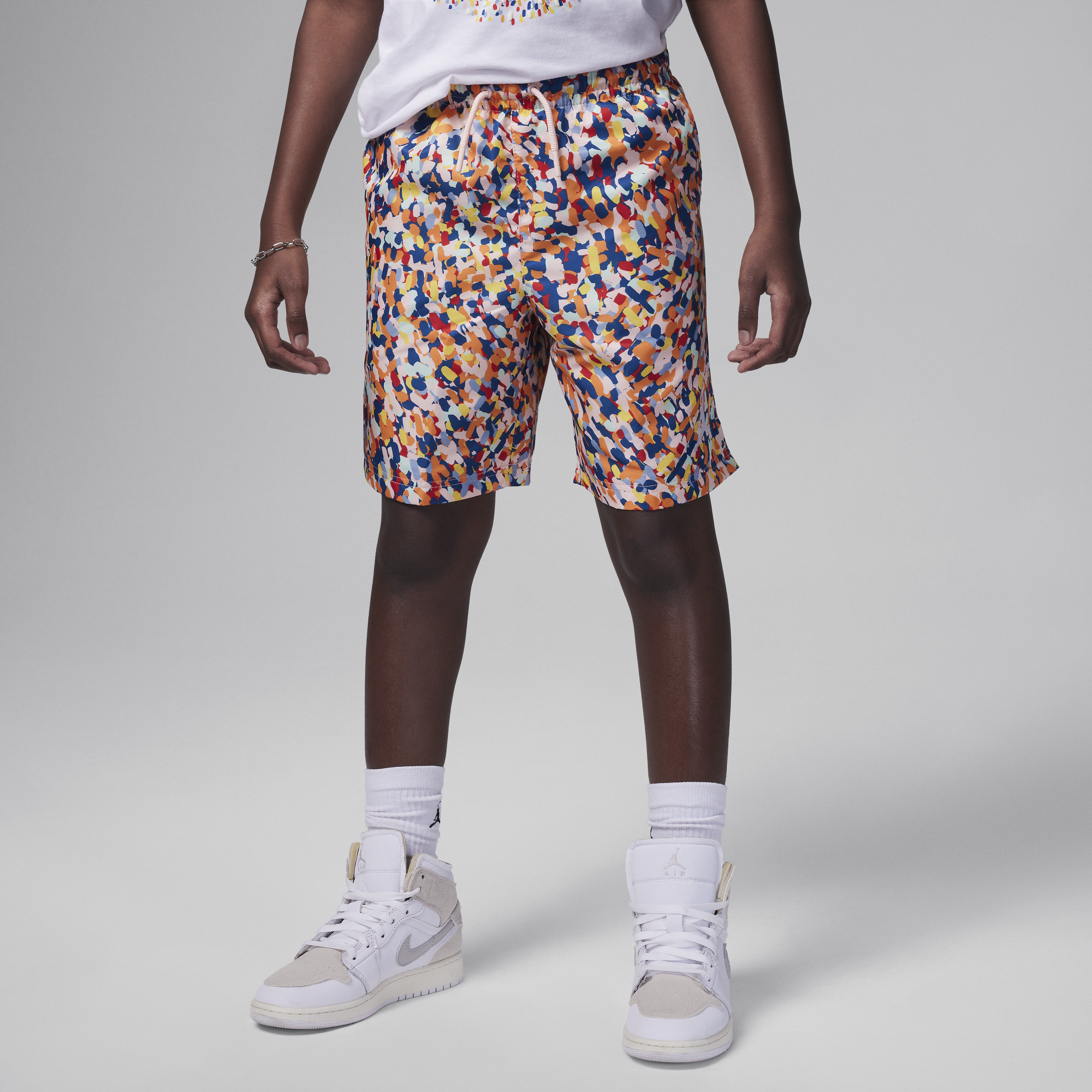 Jordan Mj Essentials Poolside Big Kids' Printed Shorts In Pink
