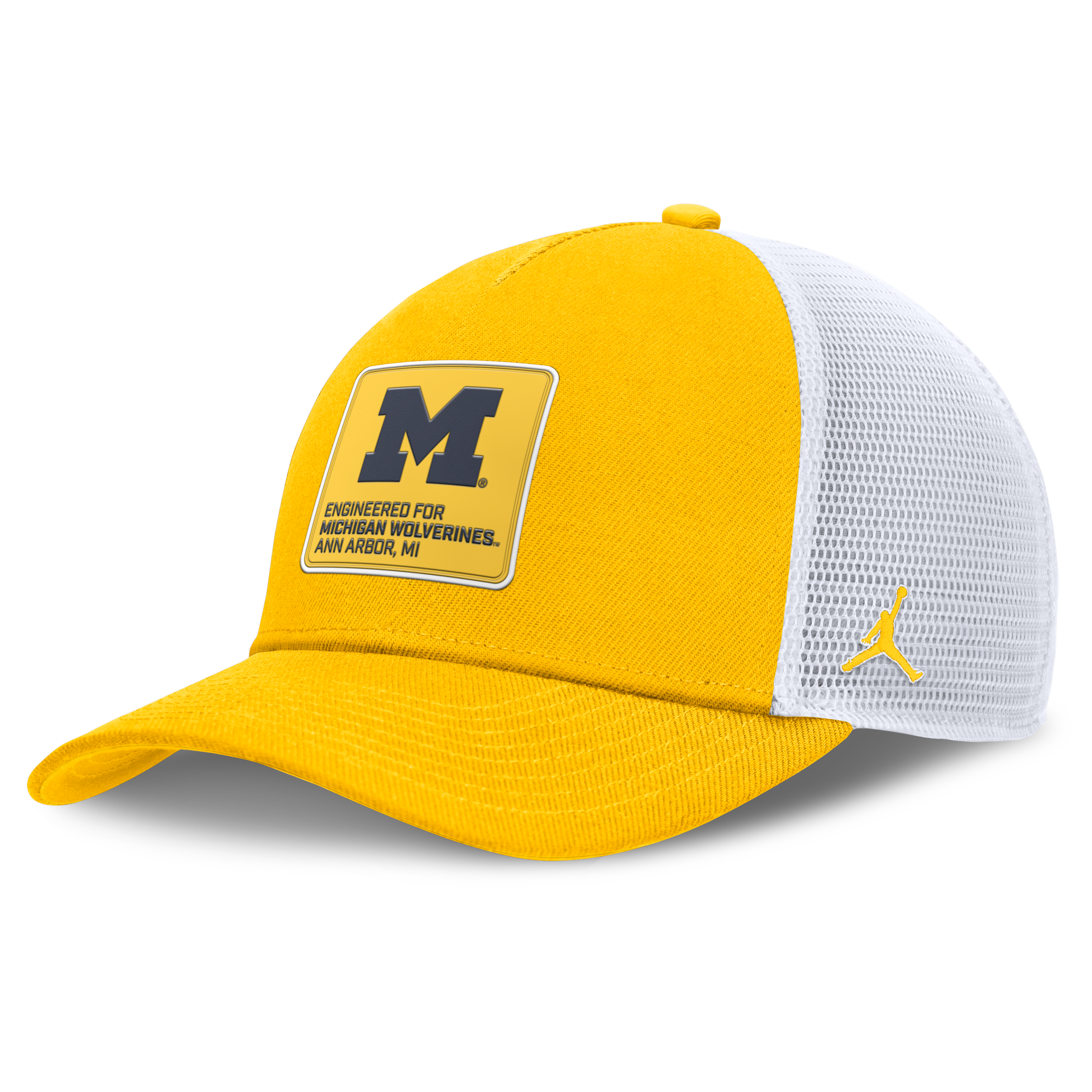 Jordan Men's Michigan On-field Rise Engineered Brand College Trucker Adjustable Hat In Yellow