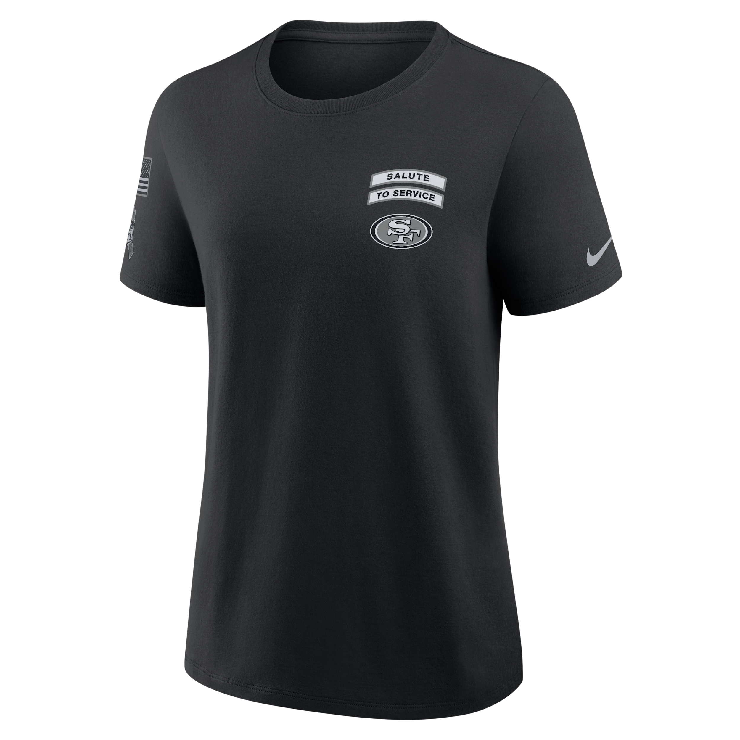 San Francisco 49ers Salute to Service Nike Women's NFL T-Shirt in Black | 01K900AA2T-8HF