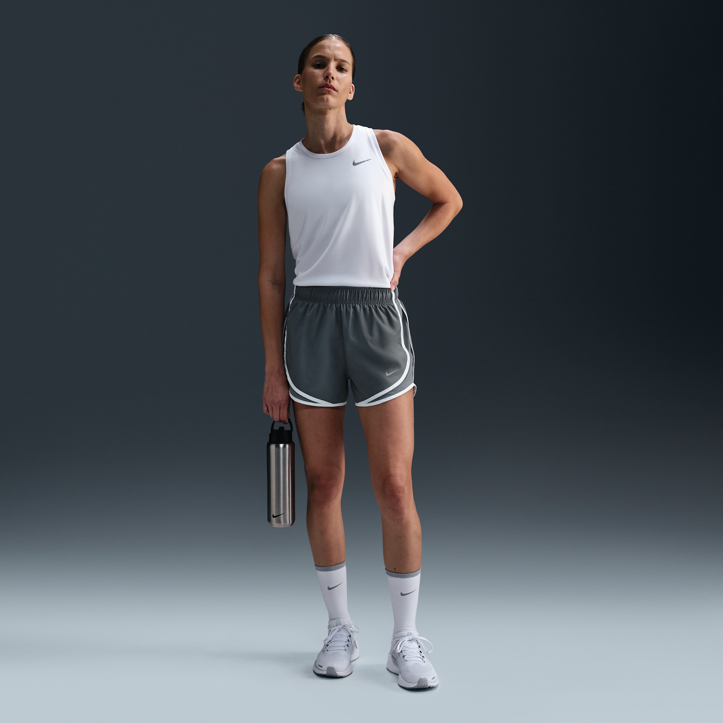 Nike Women's Tempo Dri-fit Mid-rise Brief-lined Running Shorts In Grey