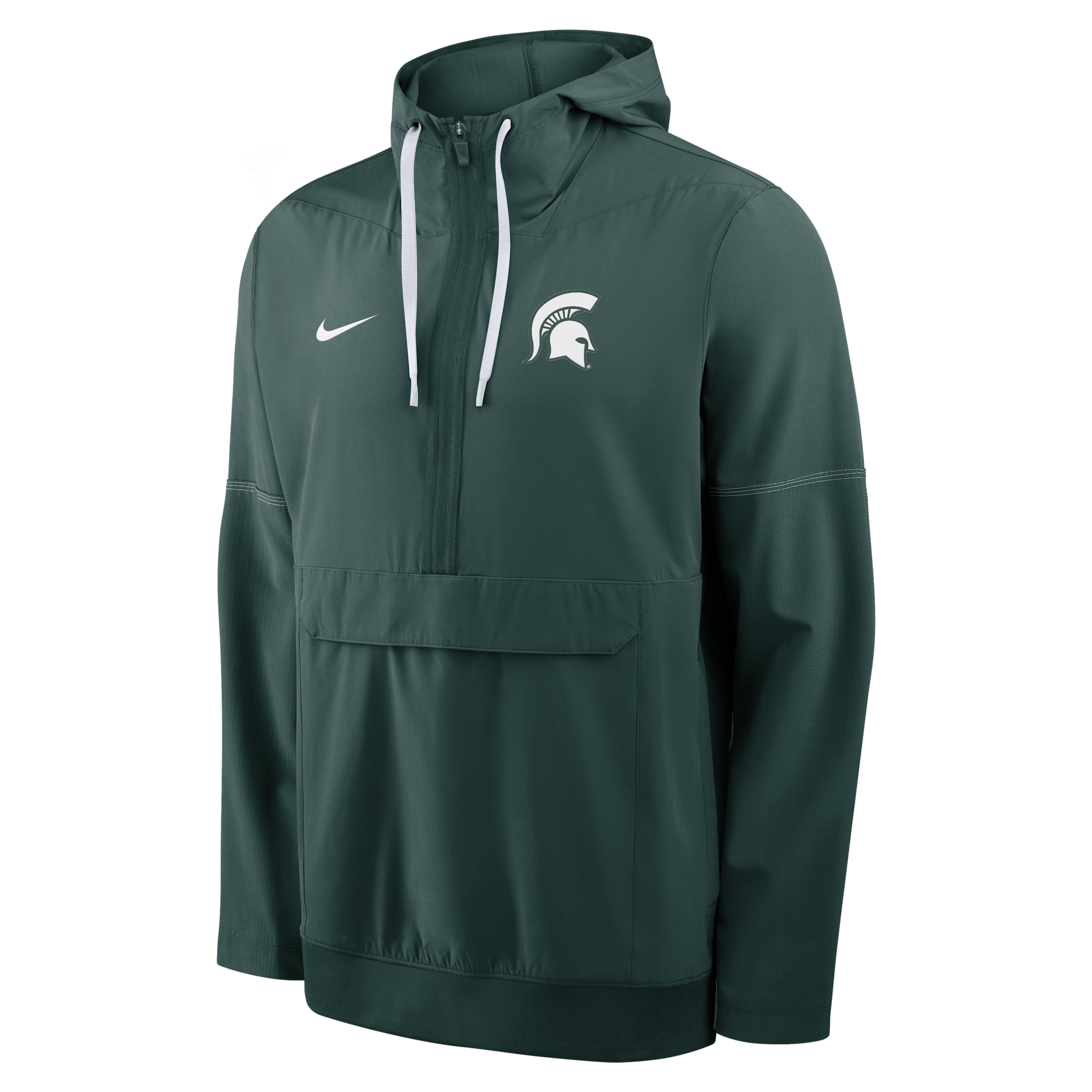 Michigan State Sideline Anorak Nike Men's College 1/2-Zip Hooded Jacket in Green | 03AT024NMST-PTU