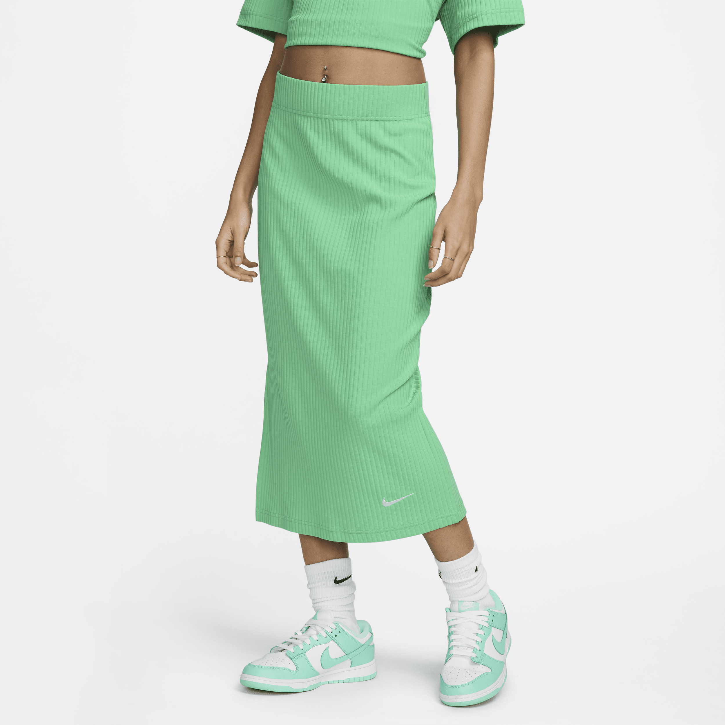 Nike Women's  Sportswear High-waisted Ribbed Jersey Skirt In Green