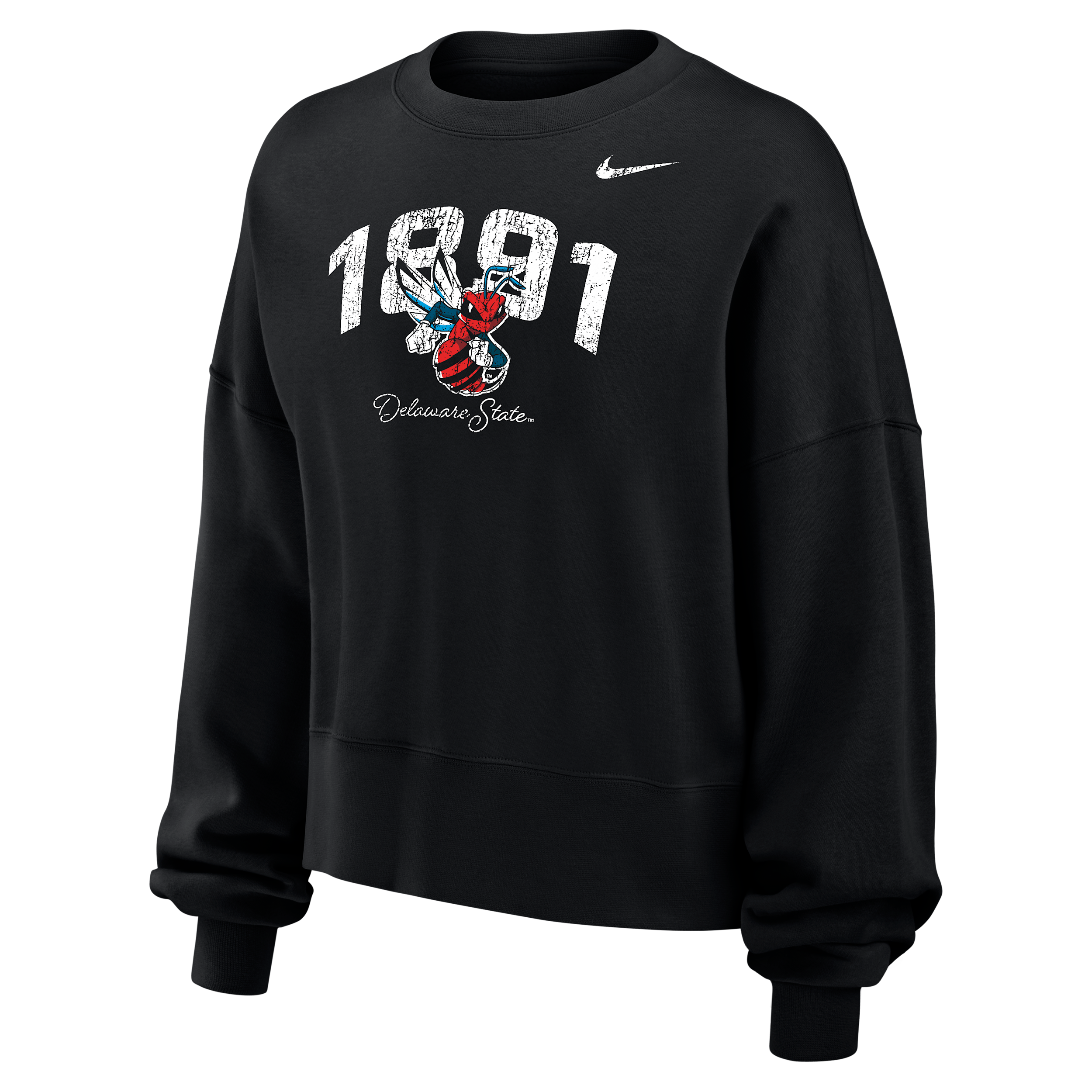 Jordan Women's  College Phoenix Fleece (delaware State University) Crew-neck Sweatshirt In Black
