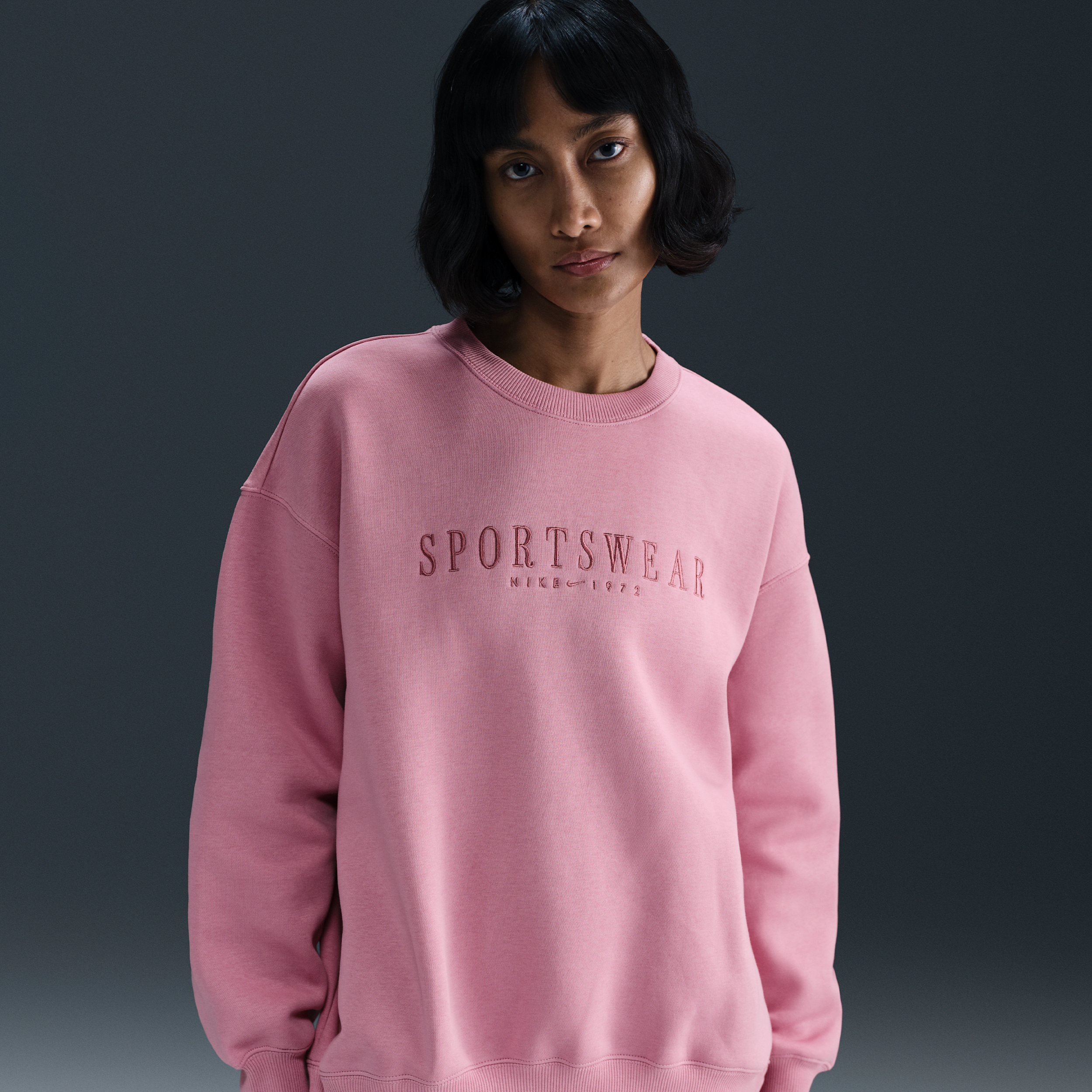 Nike Women's Sportswear Phoenix Fleece Oversized Crew-neck Sweatshirt In Pink