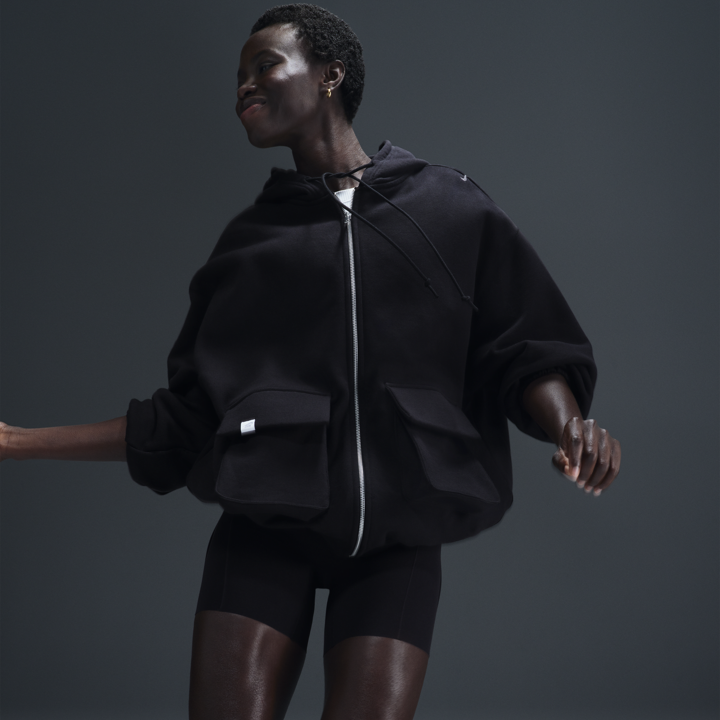 Nike Women's Sportswear Oversized Full-zip French Terry Hoodie In Black