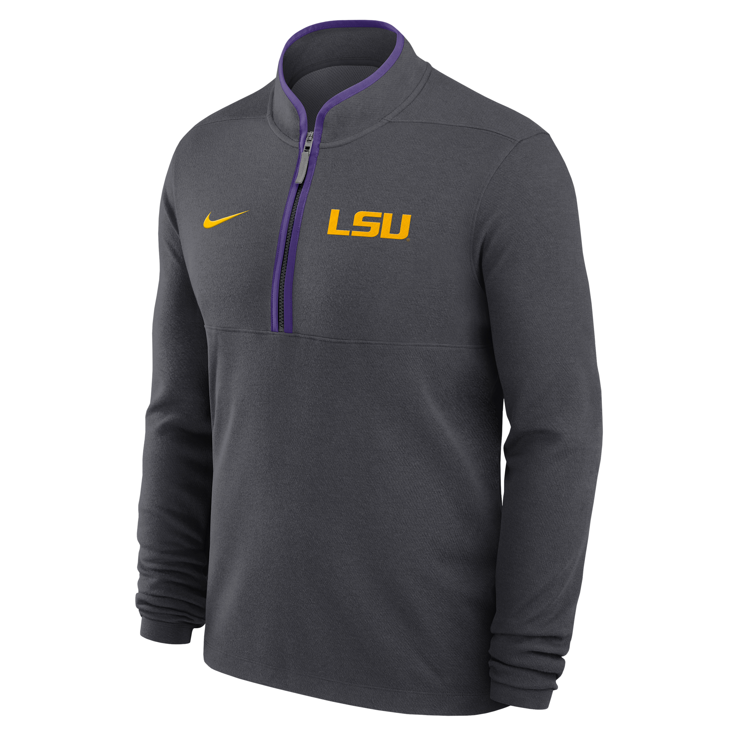 LSU Victory Nike Men's Dri-FIT College 1/2-Zip Long-Sleeve Top in Grey | 044391AALSN-APS