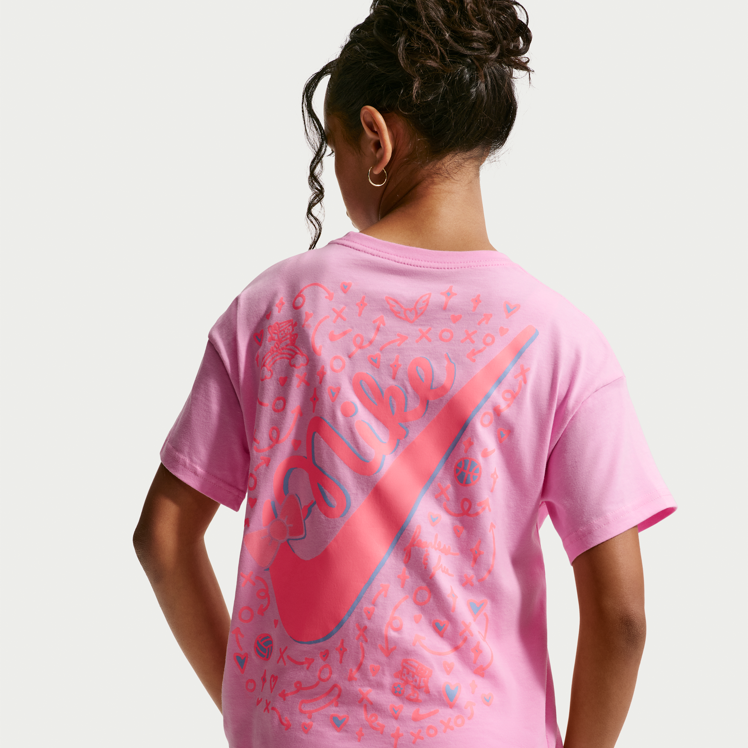 Nike Big Kid Girls Crew Neck Short Sleeve Regular Fit Graphic T-Shirt, Small, Pink