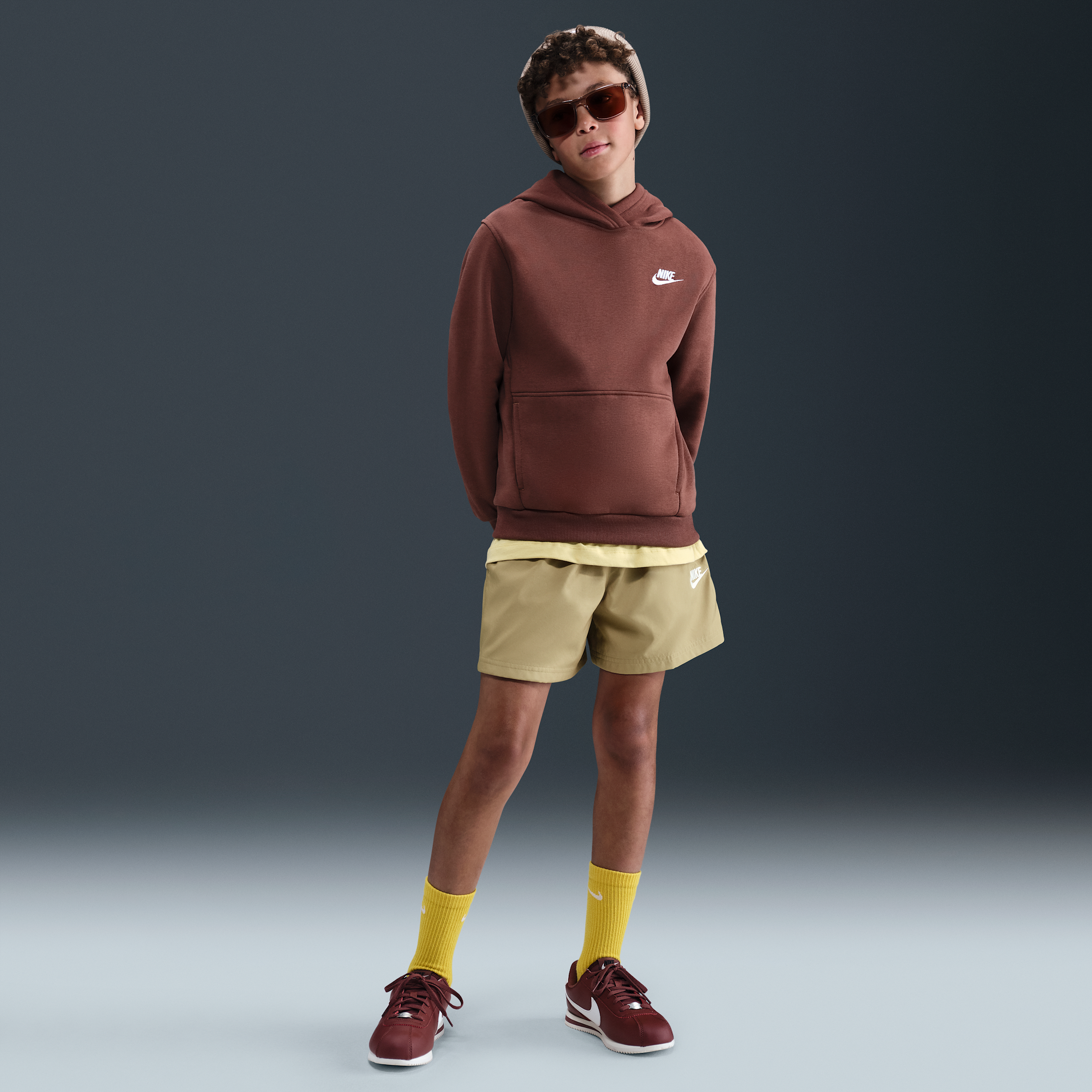 Nike Sportswear Club Big Kids' 4.5" Woven Shorts in Brown | HF8134-297