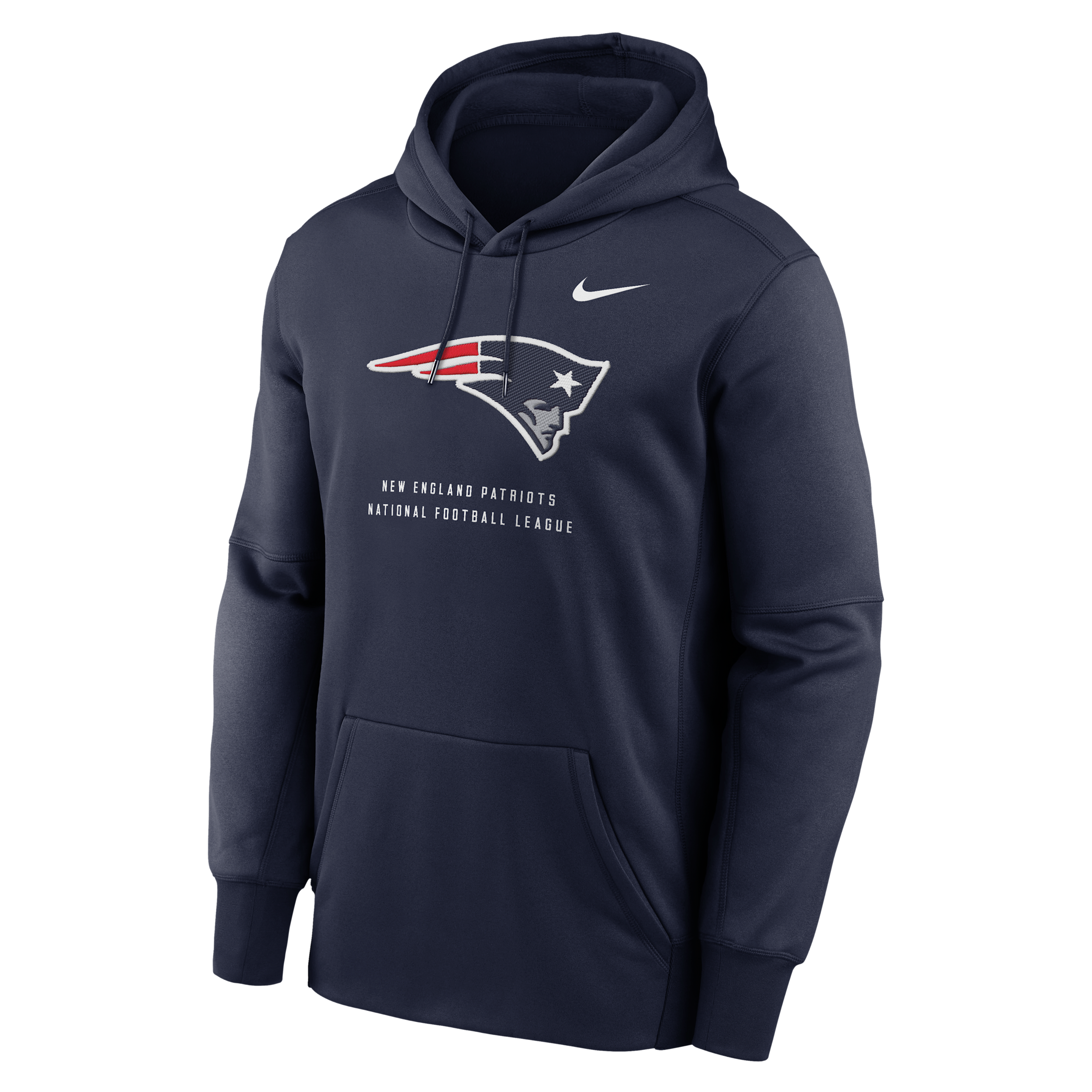 Men's New England Patriots Nike Therma NFL Pullover Hoodie in Blue | NKAQ41S8K-R7Q