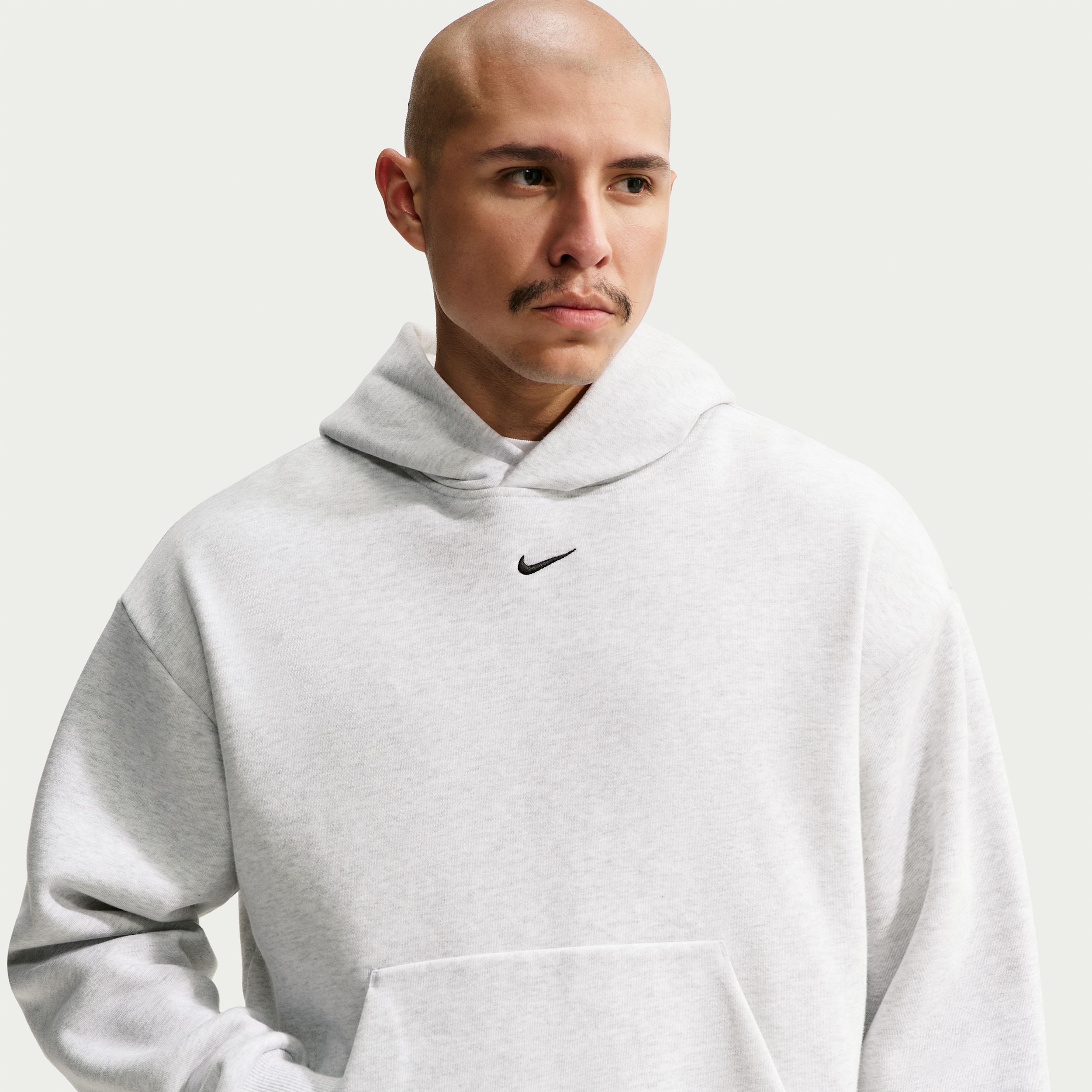Nike Men's Solo Swoosh Fleece Pullover Hoodie, XXL, Birch Heather