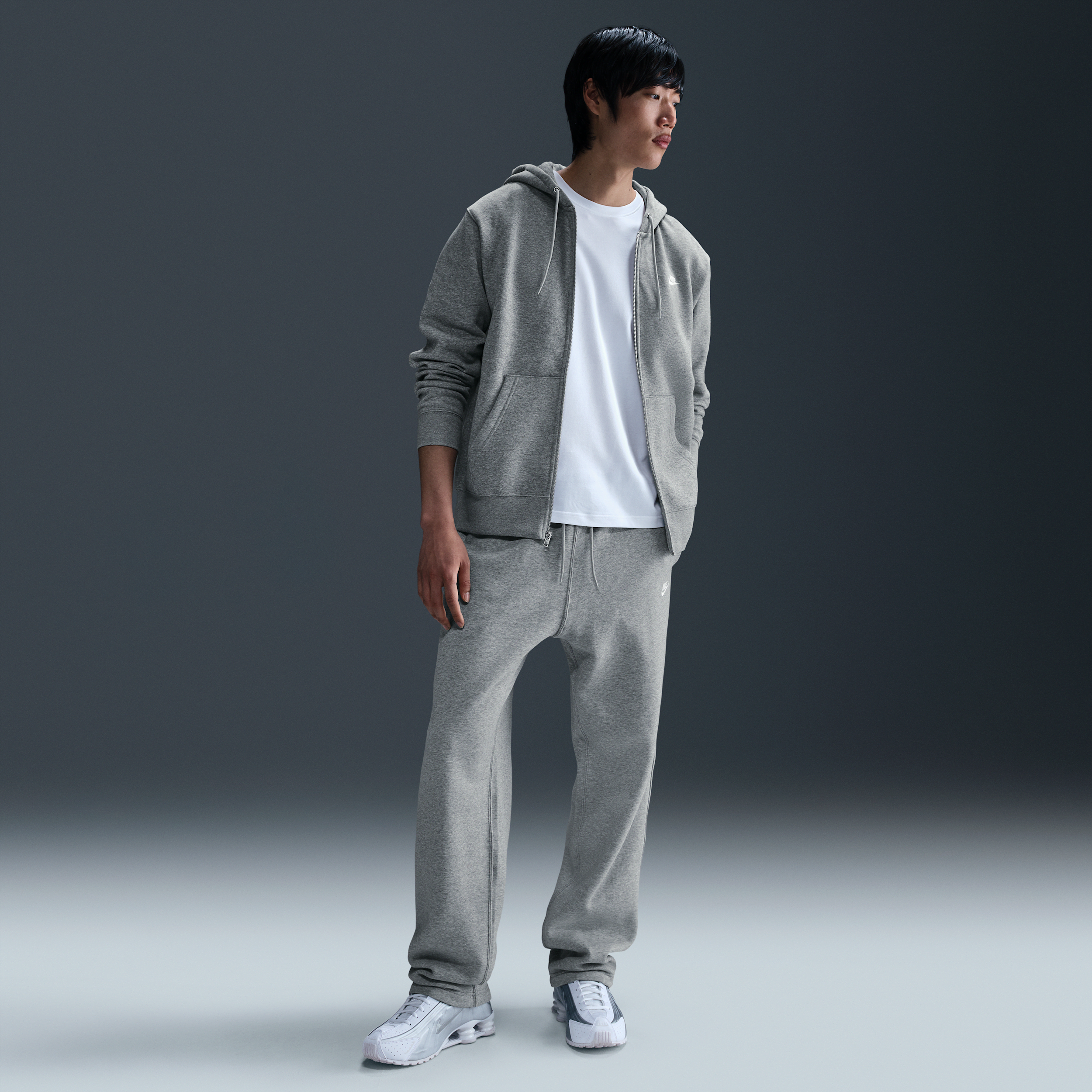 Nike Men's Club Open-hem Fleece Pants In Grey