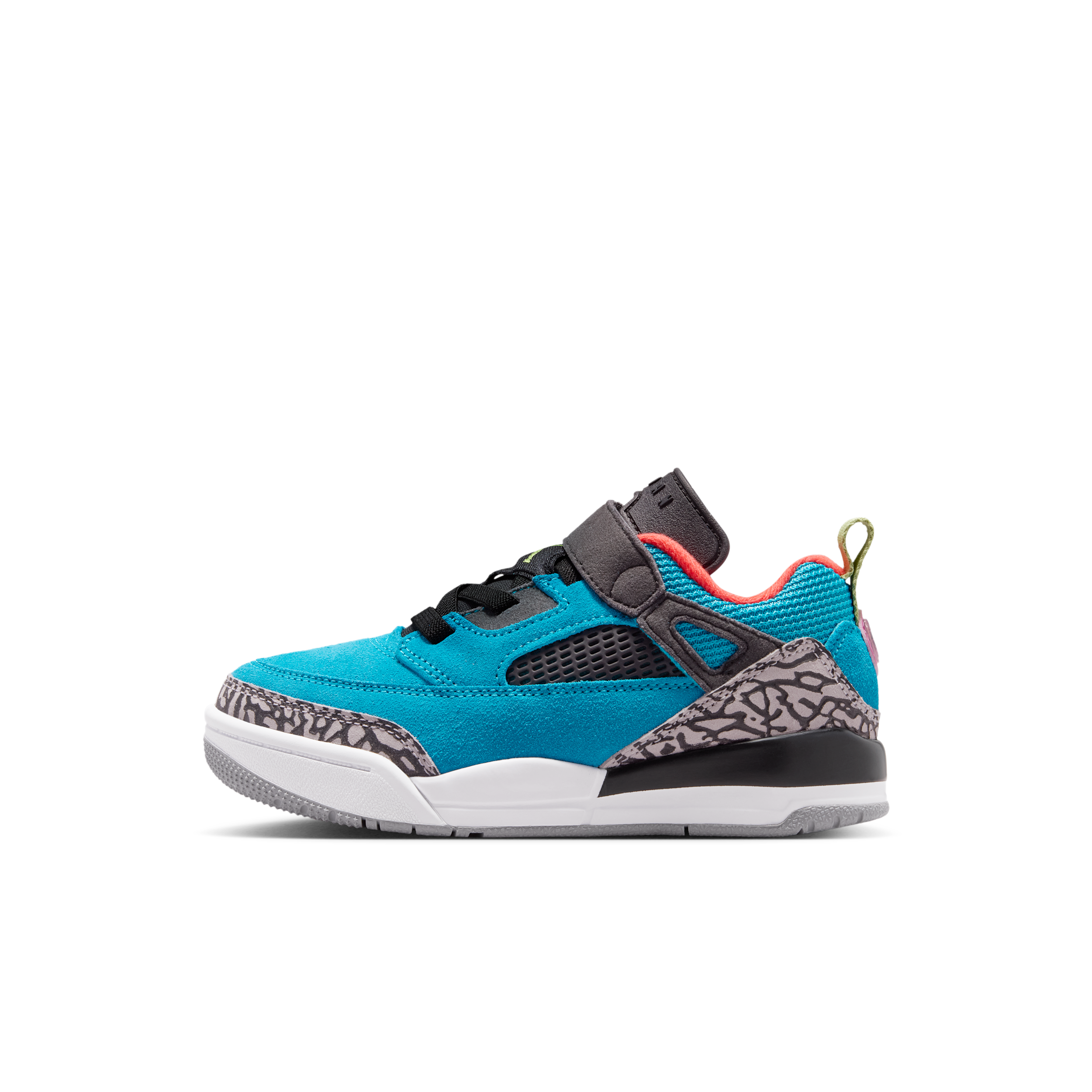 Jordan Little Kids Spizike Low Casual Shoes in Neo Turquoise/Light Crimson/Cosmic Fuchsia Size: 13.0