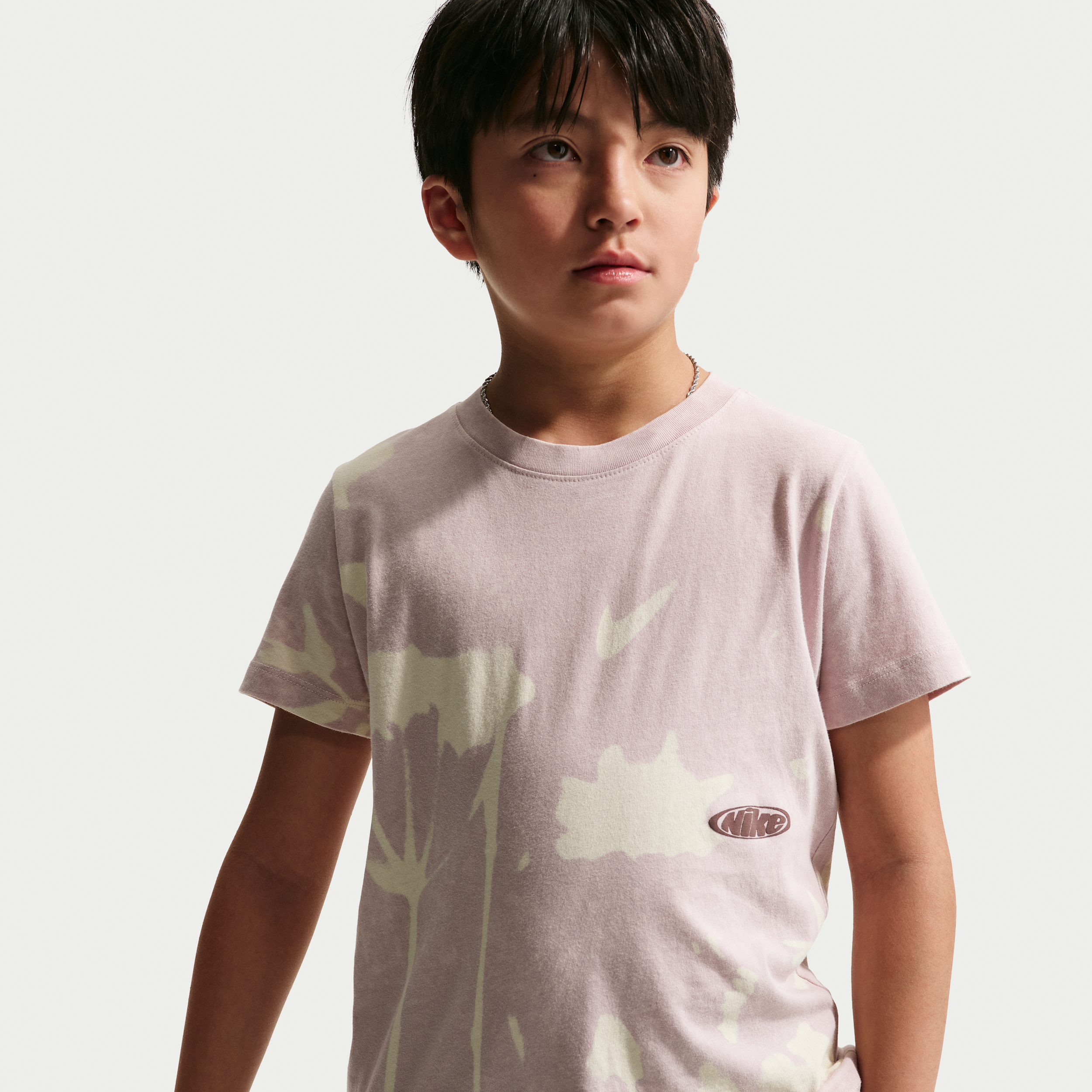 Nike Kids' Sportswear Floral Print Tee, Medium, Particle Rose