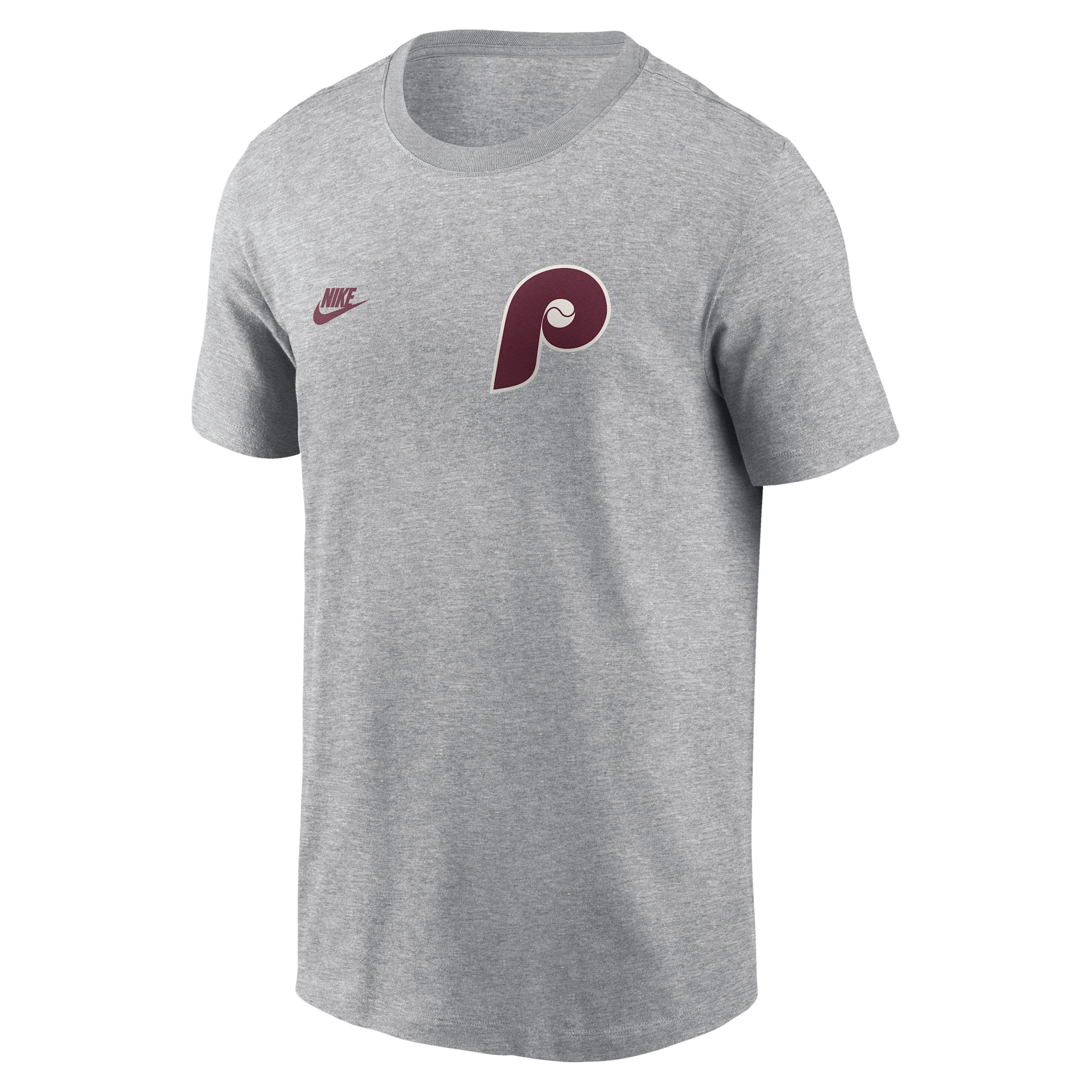 Philadelphia Phillies Cooperstown 2-Hit Large Logo Nike Men's MLB T-Shirt in Grey | N19906GPHP-VFA