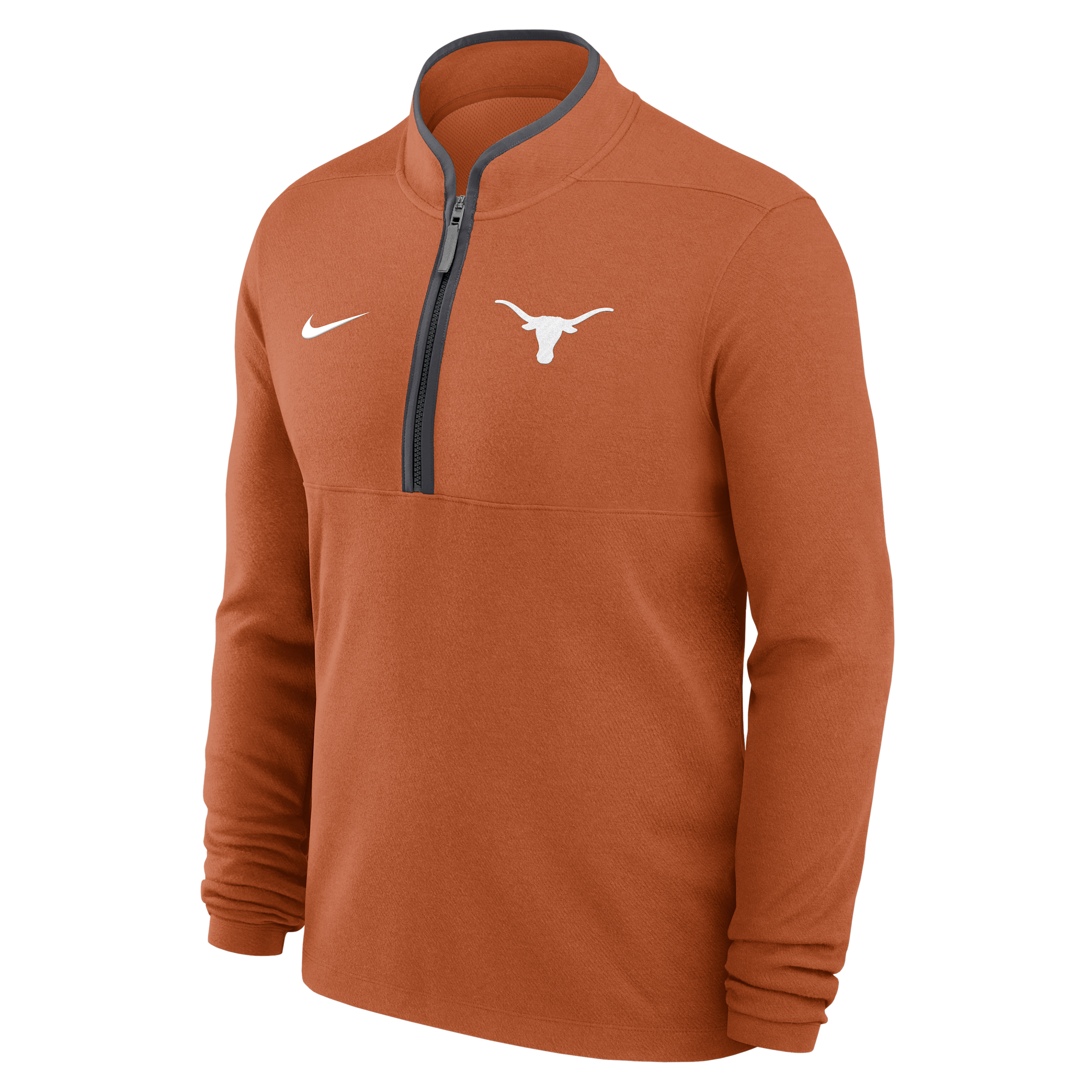 Nike Men's Texas Orange Texas Longhorns Courtside Victory Dri-fit Half-Zip Pullover Sweatshirt - Burnt Orange, Anthracite