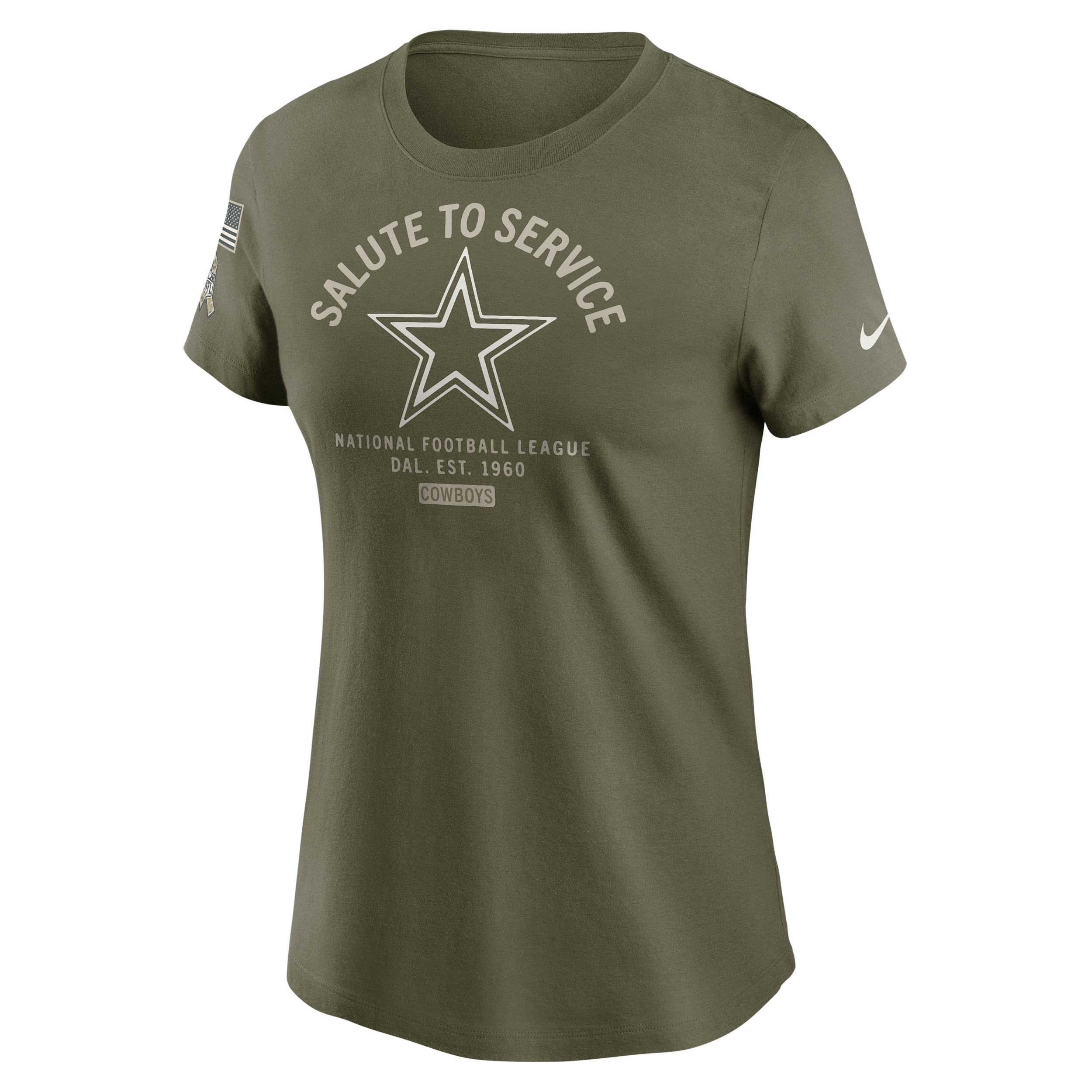 Nike Dallas Cowboys Salute To Service Sideline Women's Nfl T-shirt In Brown
