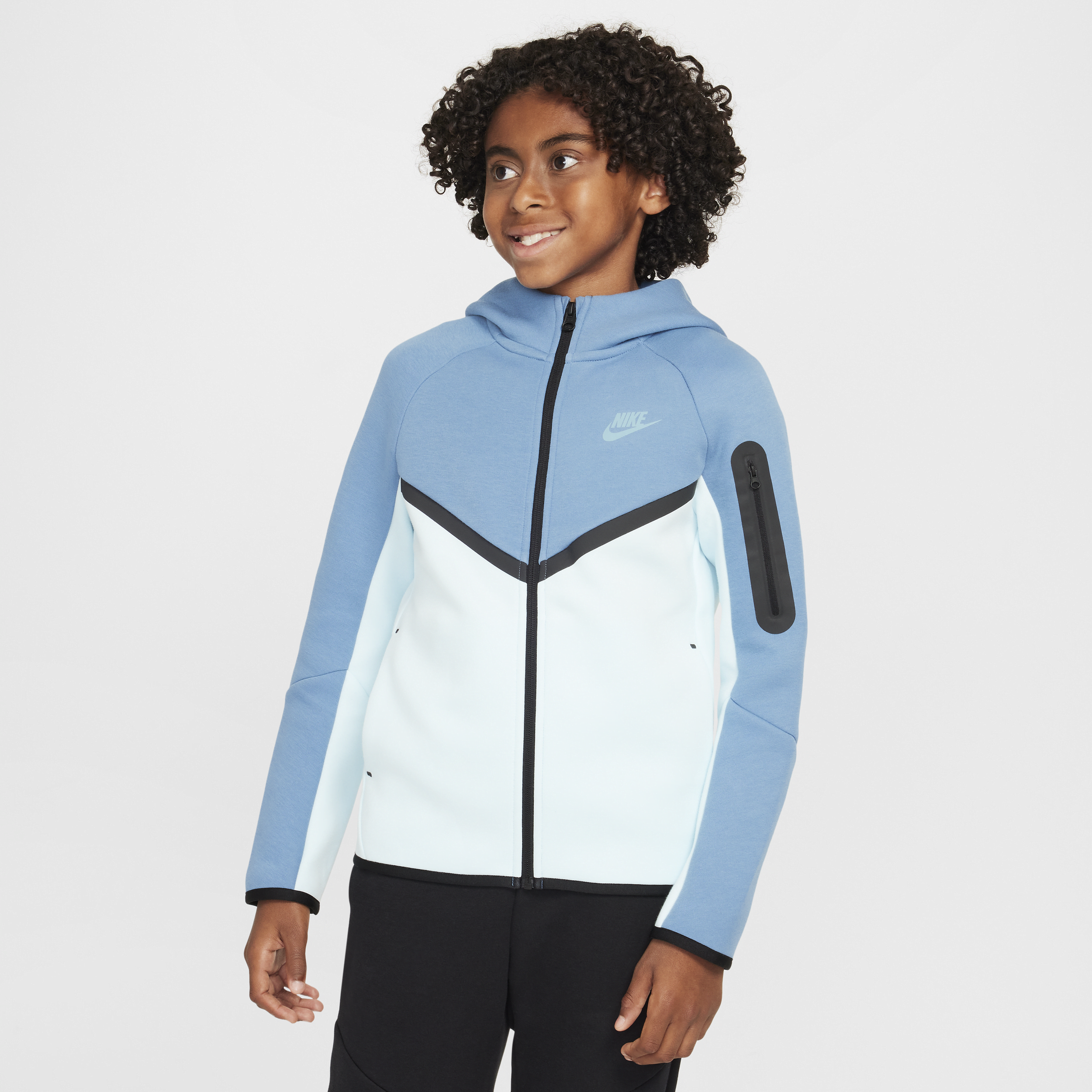 Shop Nike Sportswear Tech Fleece Big Kids' Full-zip Hoodie In Blue