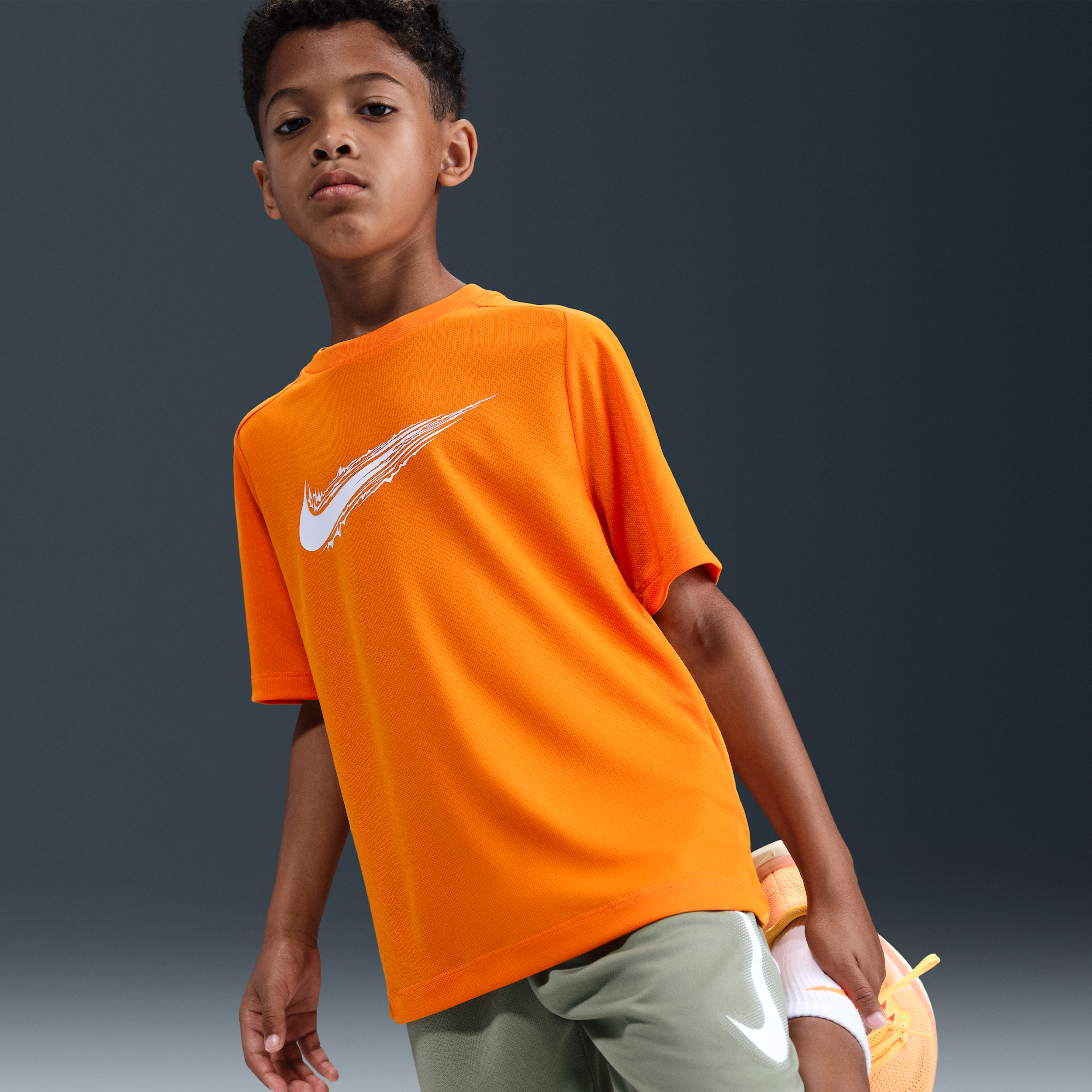 Nike Multi Big Kids' (boys') Dri-fit Short-sleeve Top In Orange
