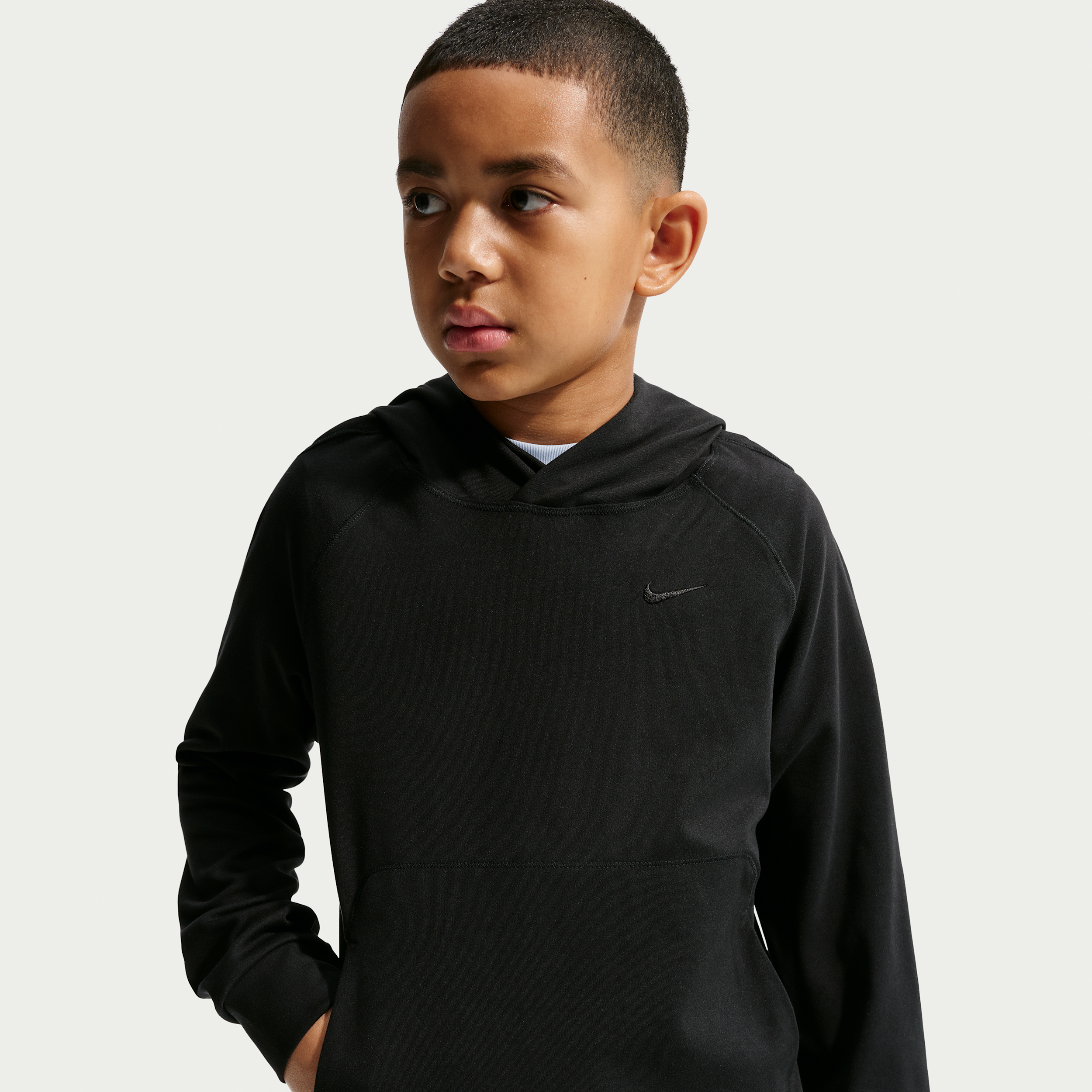 Nike Primary Nanoknit Big Kids' (Boys') Dri-FIT UV Protection Pullover Hoodie in Black | IU3220-010