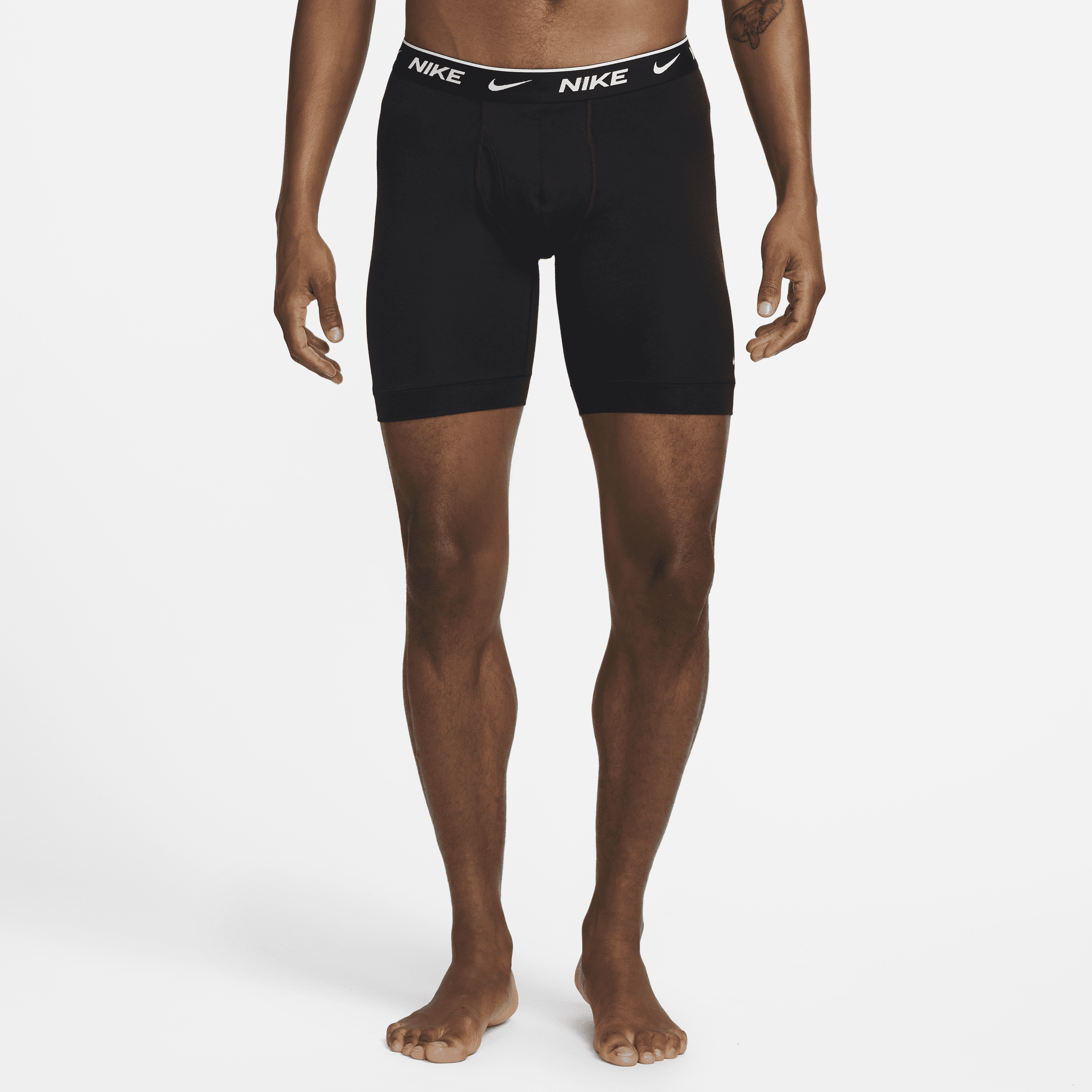 Nike Men's Dri-fit Essential Cotton Stretch Long Boxer Briefs In Black