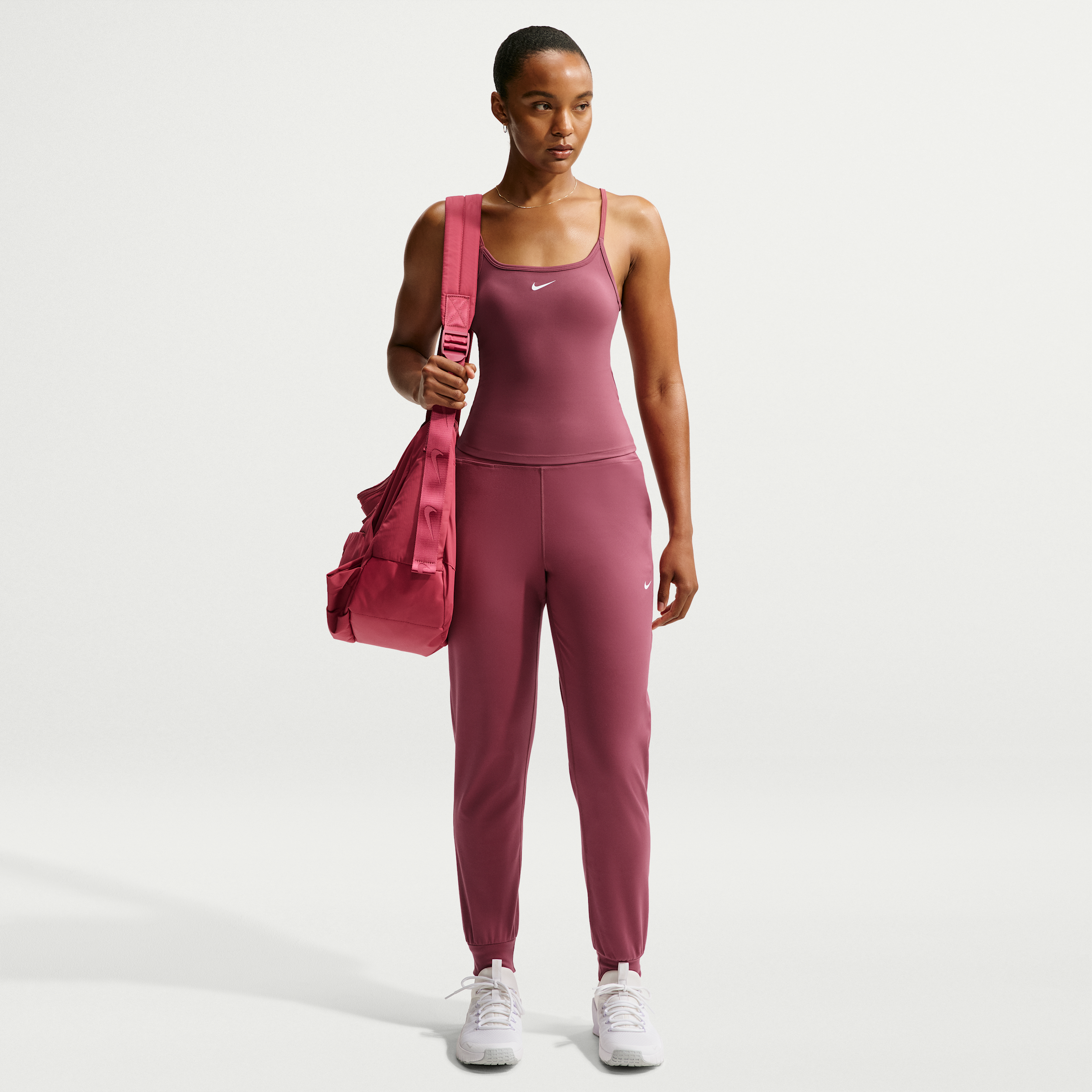 Nike Women's One High-Waisted Full-Length Knit Jogger Pants in Red | IB9139-654