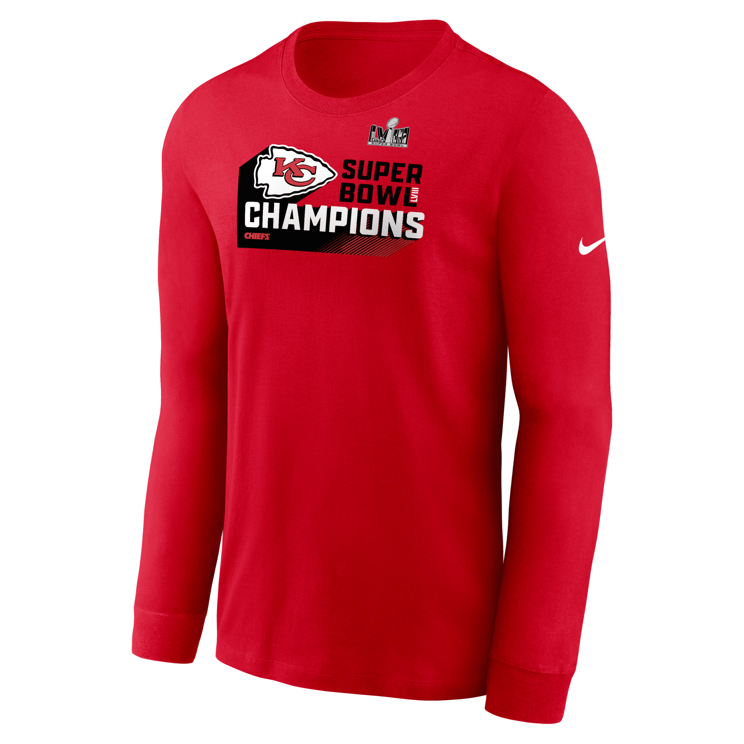 Shop Nike Kansas City Chiefs Super Bowl Lviii Champions Iconic  Men's Nfl Long-sleeve T-shirt In Red