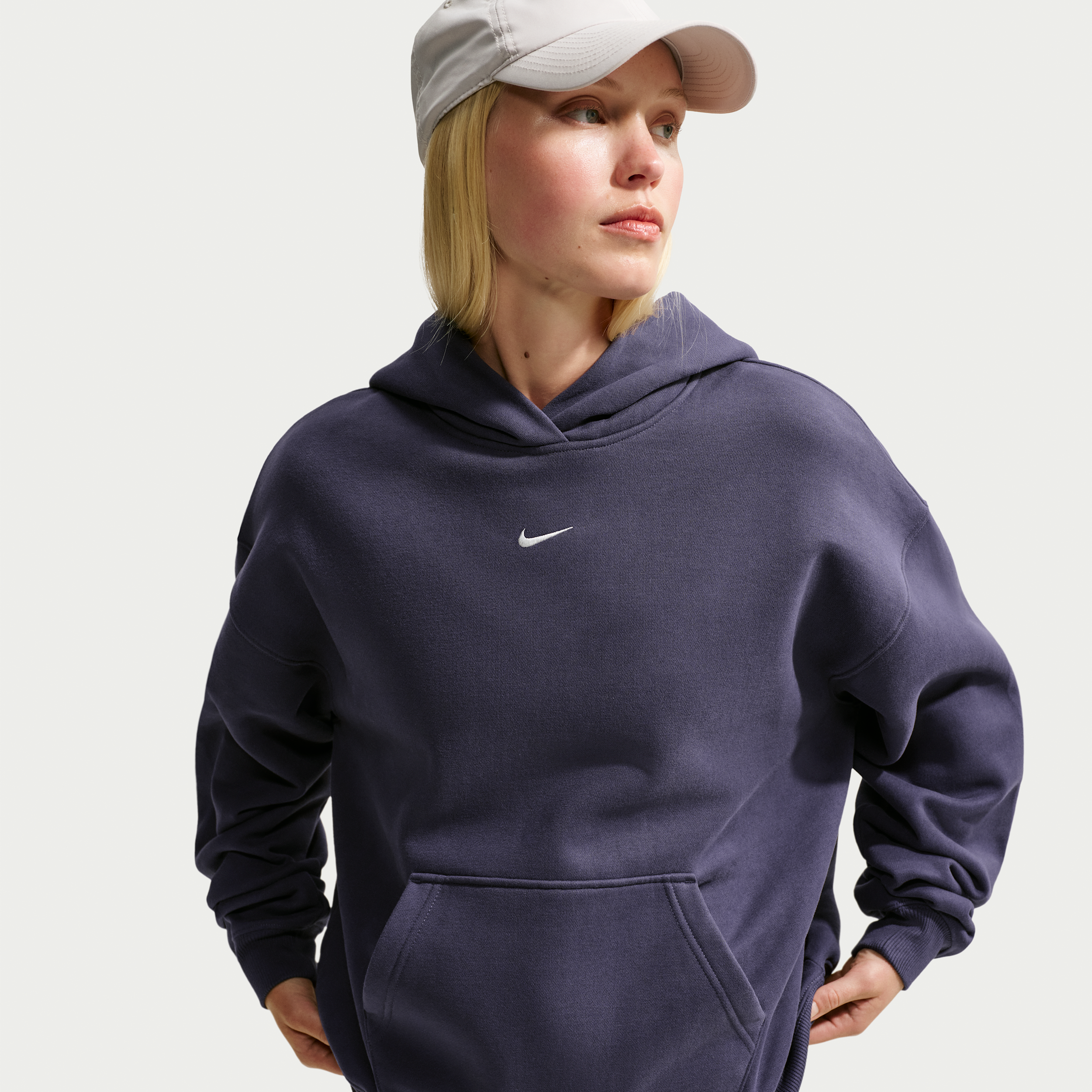Nike Studio Fleece Women's Medium Weight Oversized Pull-On Hoodie - Gridiron/Sail