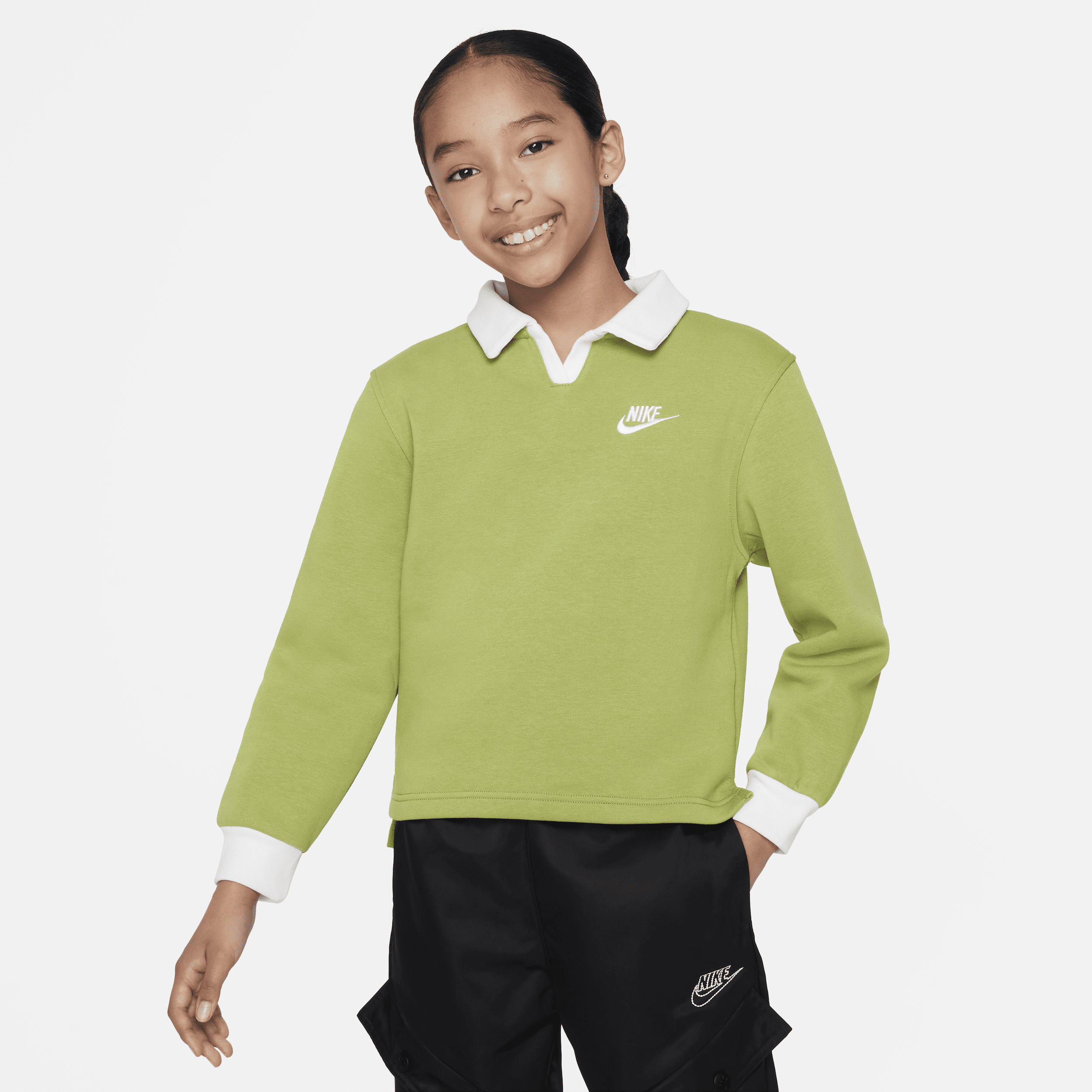 Shop Nike Sportswear Club Fleece Big Kids' (girls') Polo Top In Green