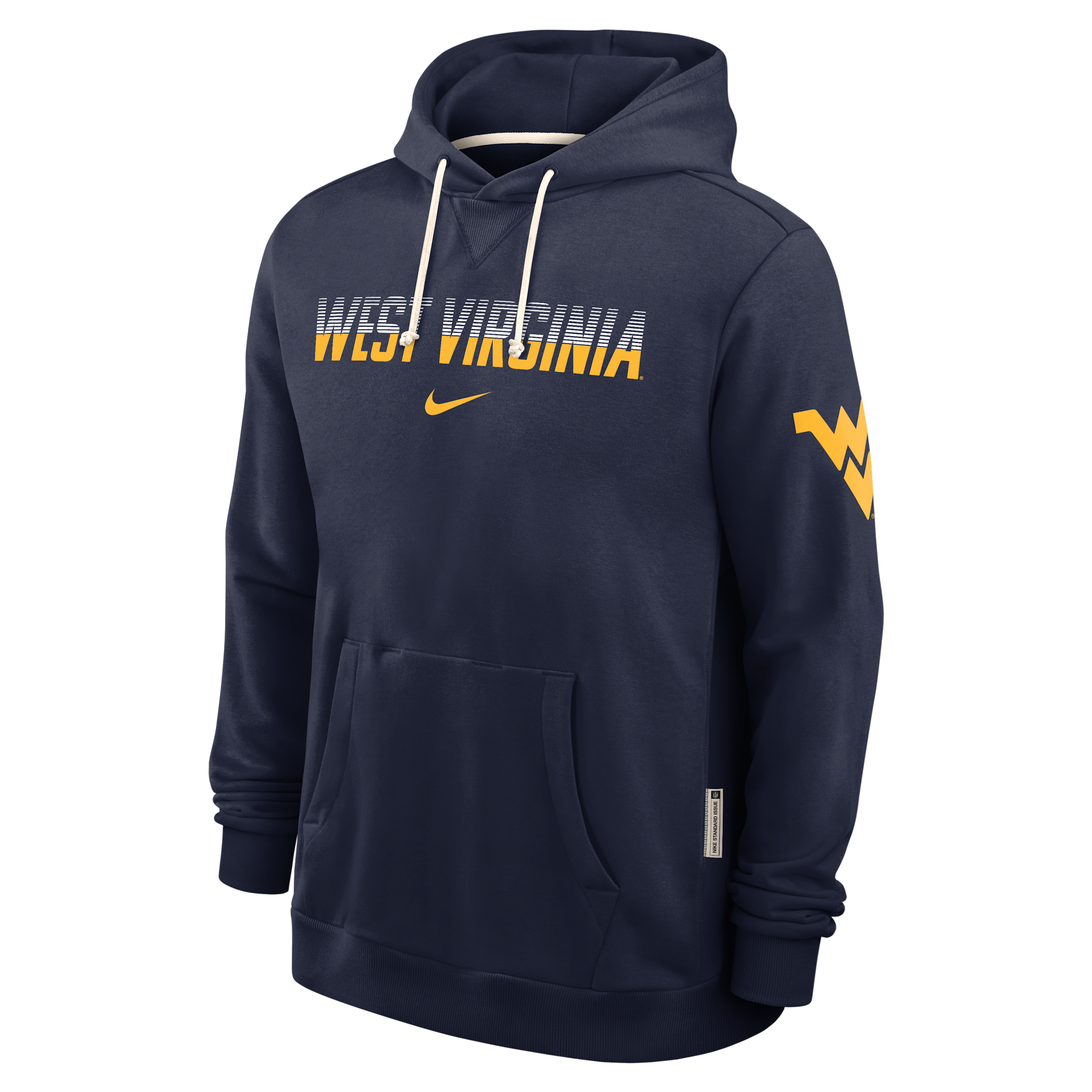 West Virginia Sideline Standard Issue Nike Men's Dri-FIT College Pullover Hoodie in Blue | 03AZ41SWVN-8DF