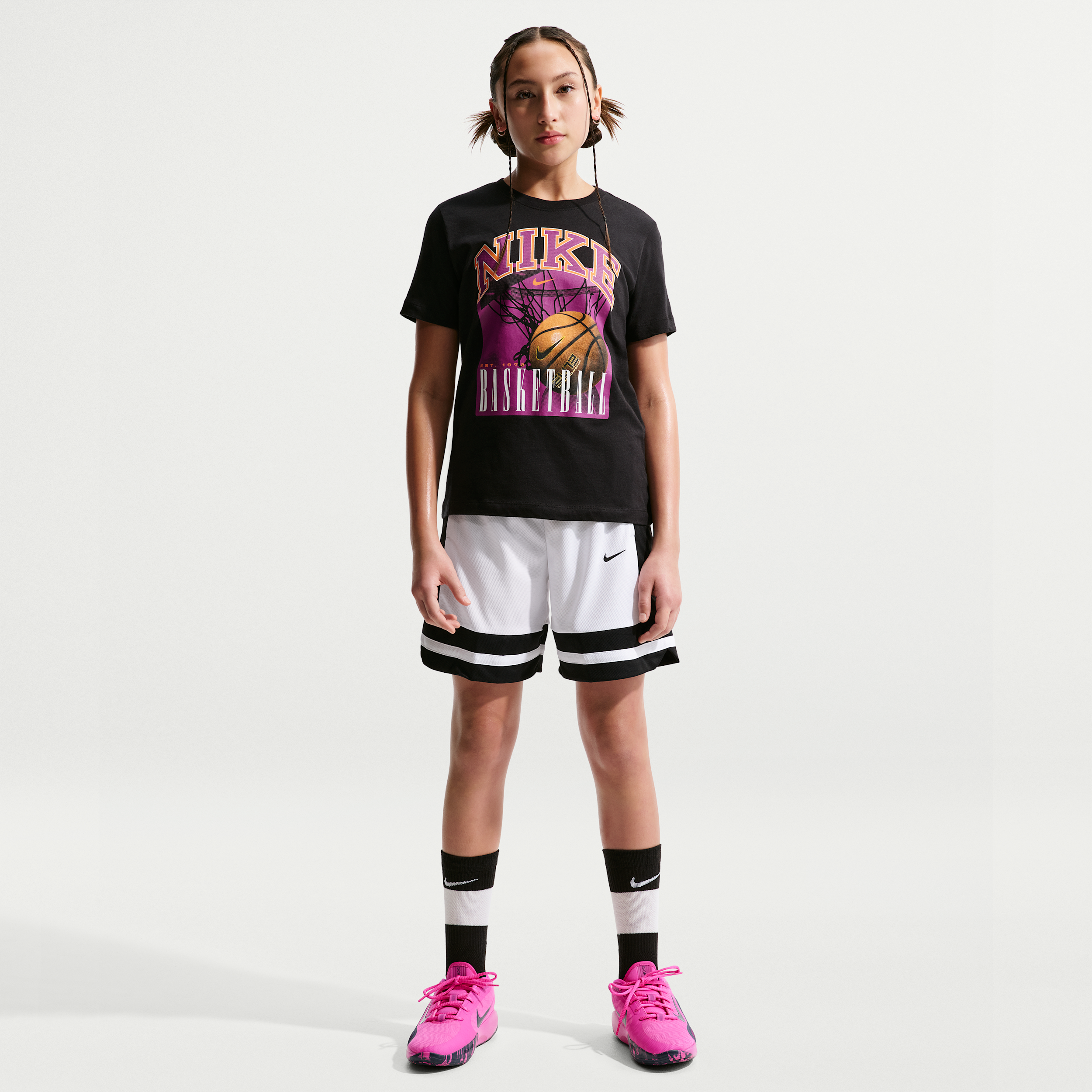 Nike Boys' and Girls' 8-20 Dri-fit Basketball Game Pull-On Shorts - White/Black