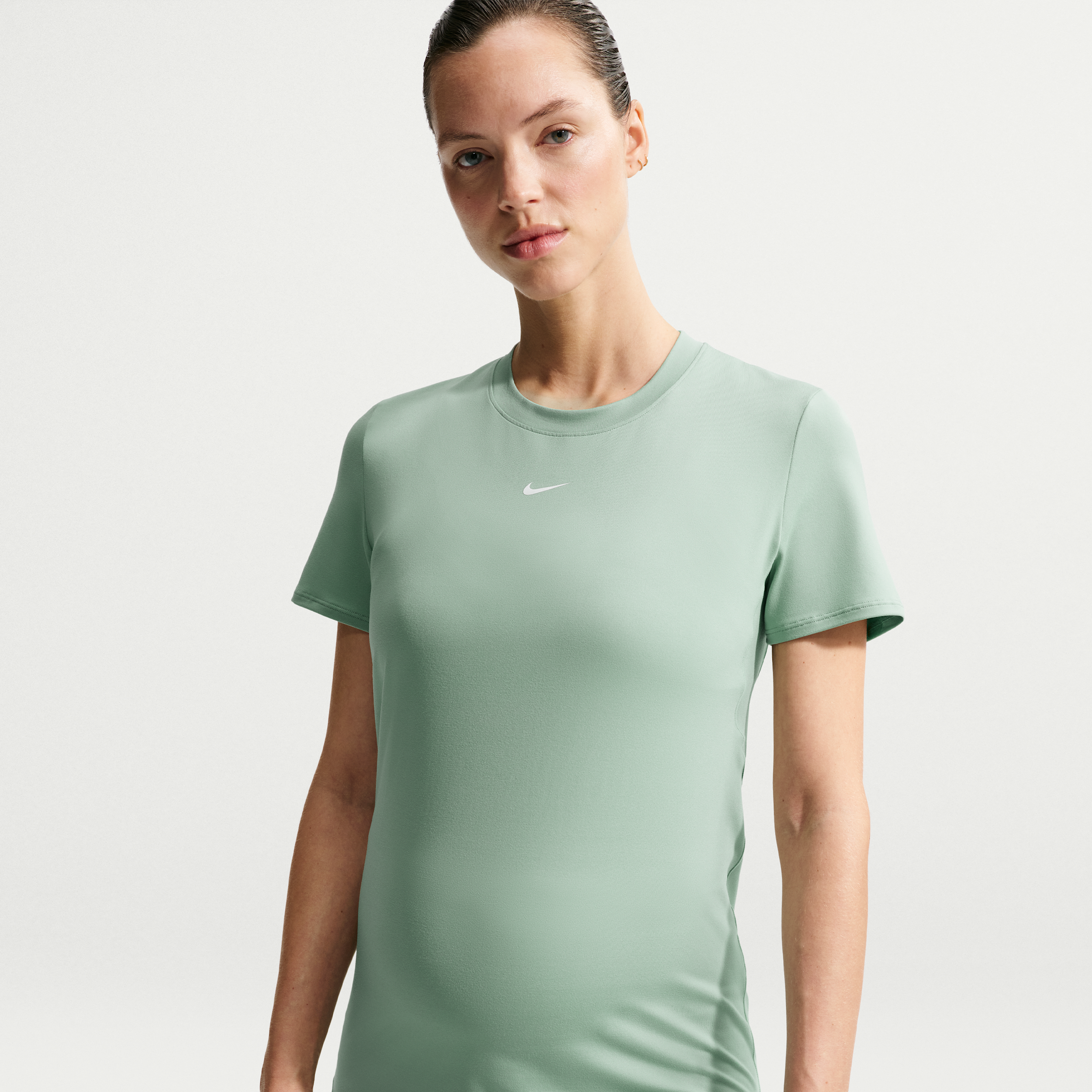 Nike Women's (M) One Dri-FIT Slim-Fit Short-Sleeve Top (Maternity) in Green | FN5001-006