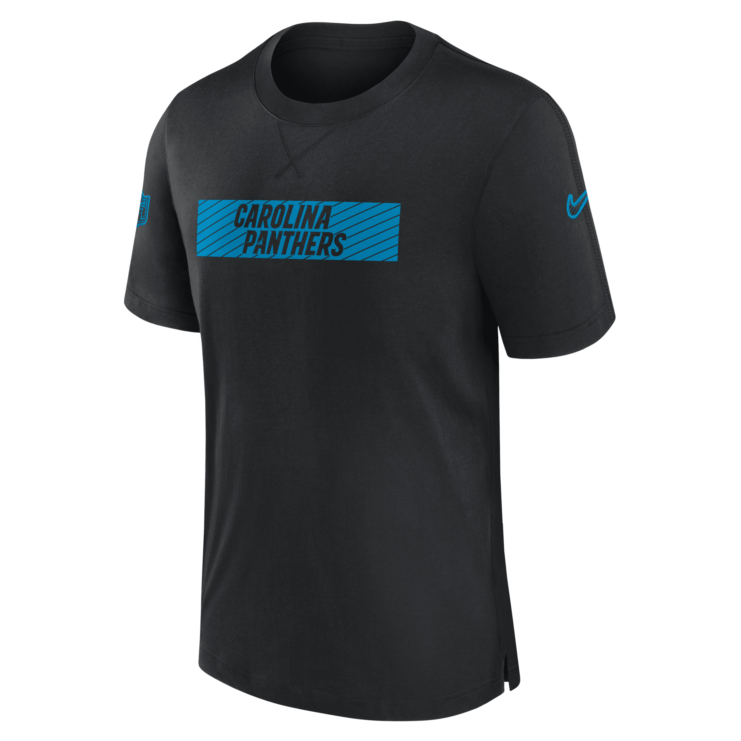 Nike Men's Black Carolina Panthers Sideline Player Performance T-shirt In Black